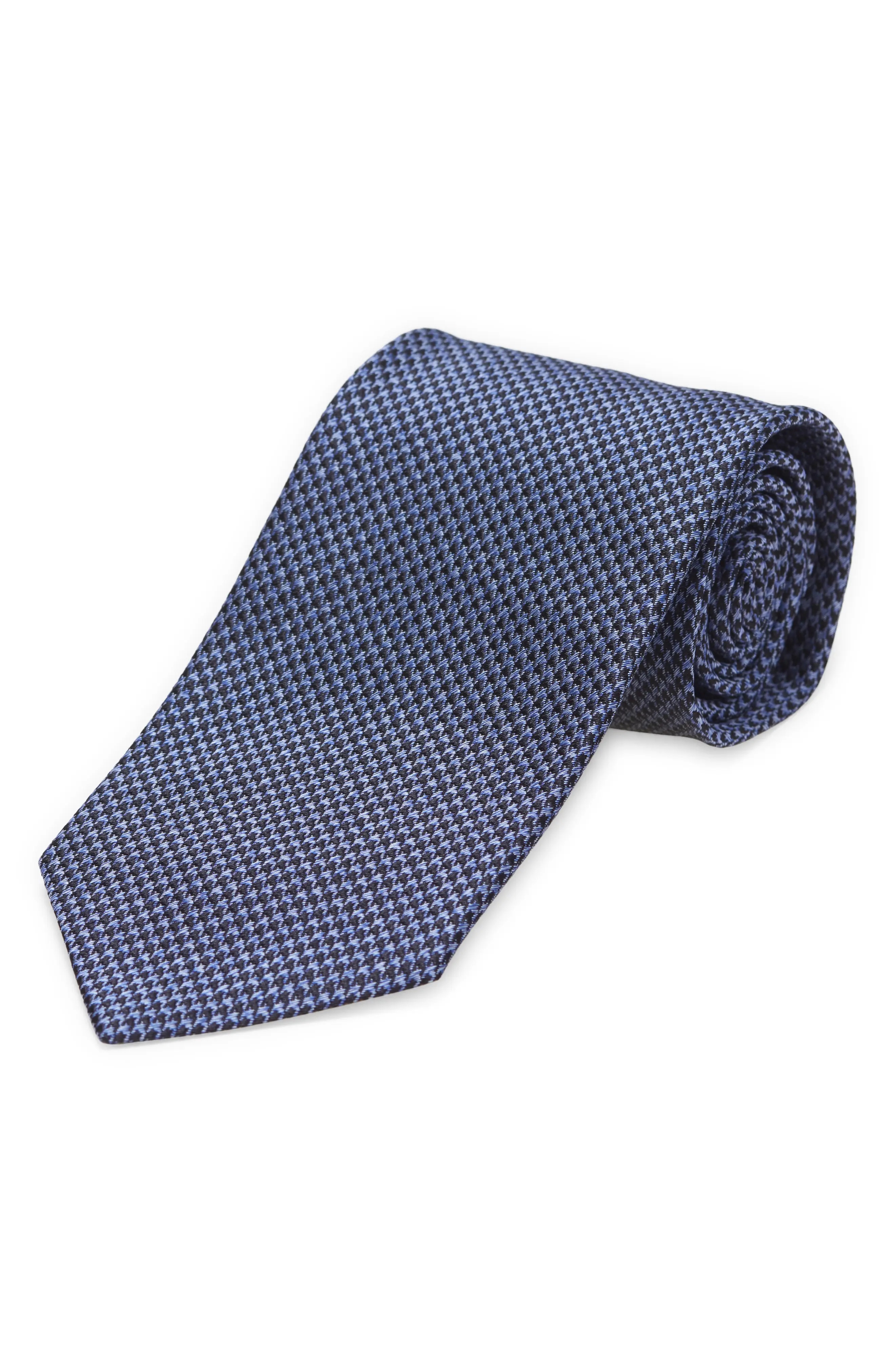 Houndstooth Check Mulberry Silk Tie - 1