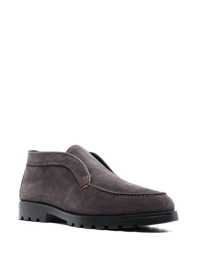 Santoni almond-toe suede loafers outlook