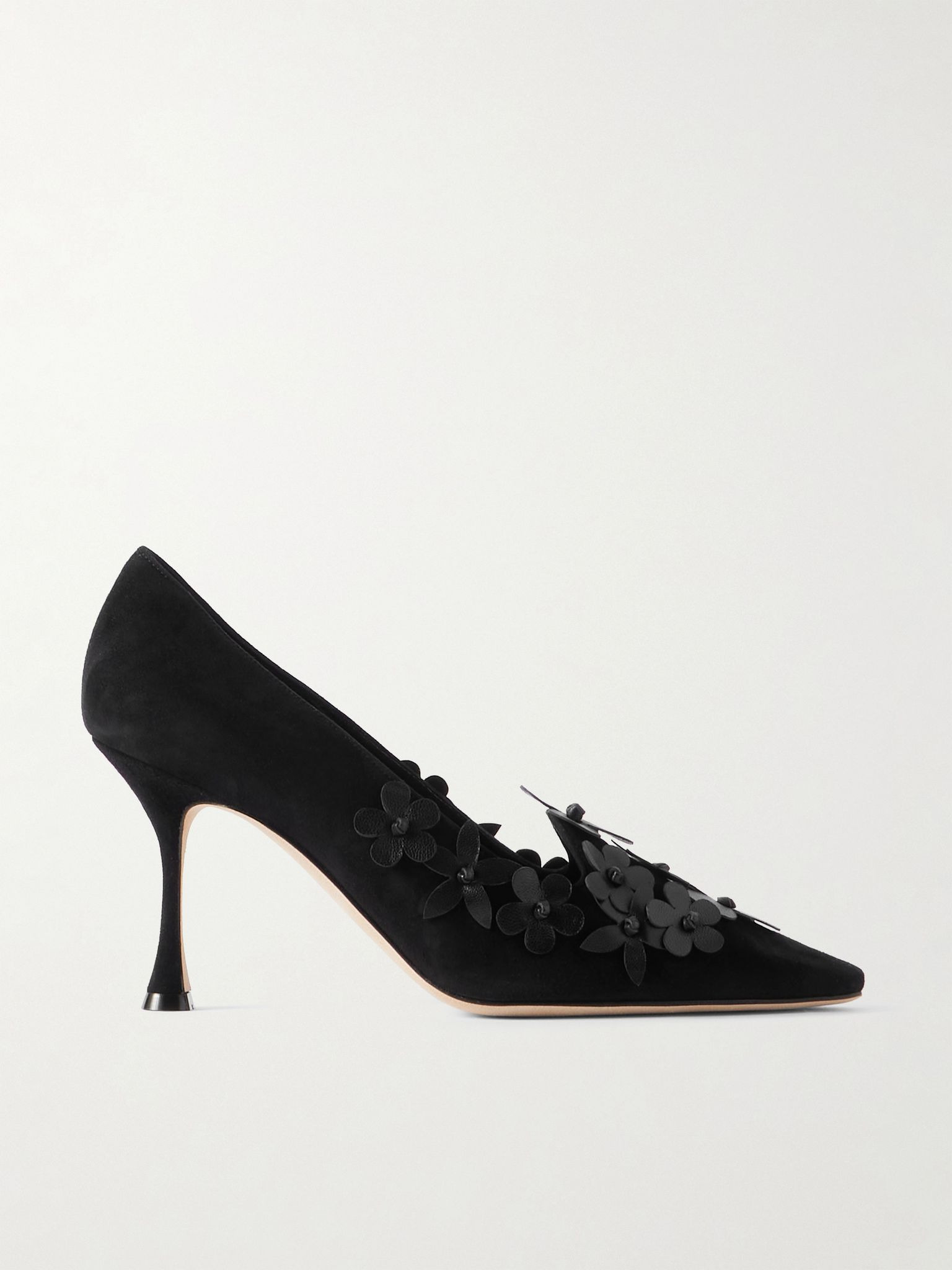 Harneclo 90 appliquéd suede pumps Black - 1