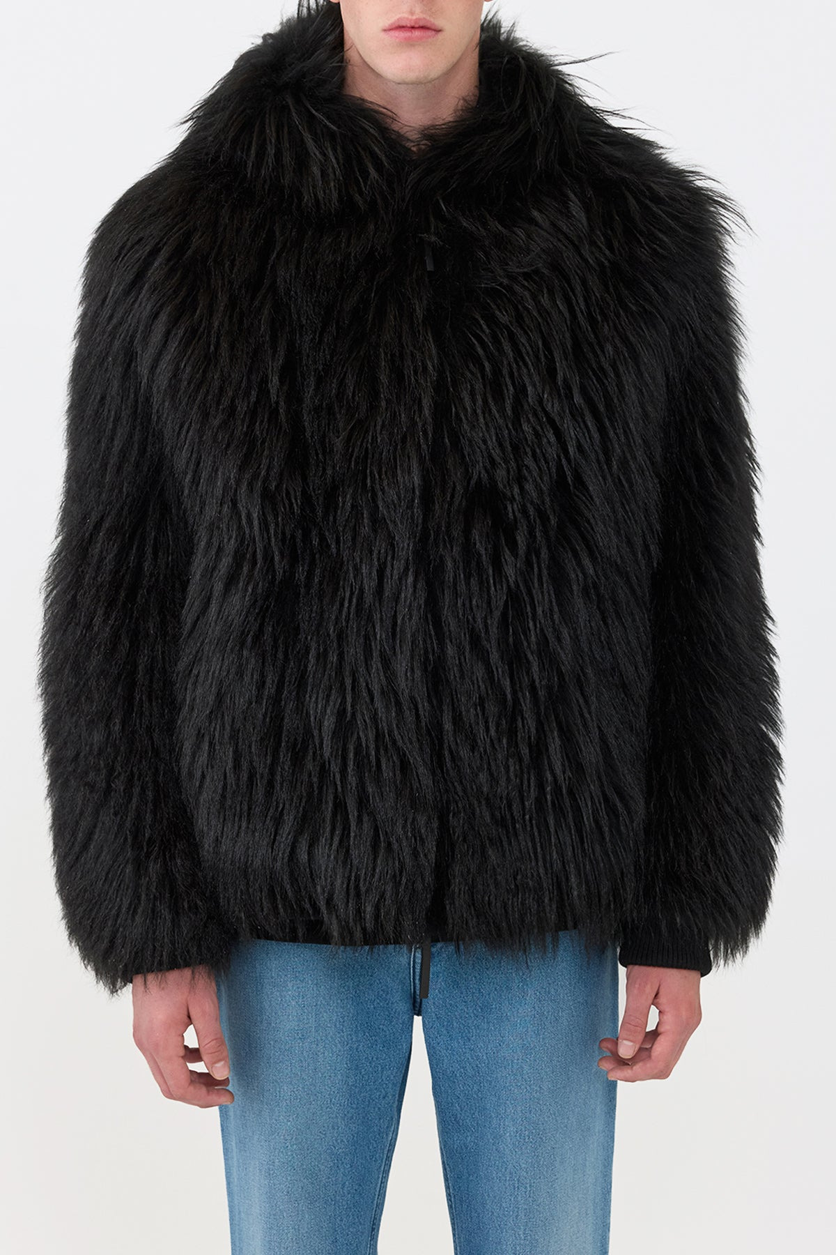 Tom Hoody Jacket in Black Cashmere Shearling - 3