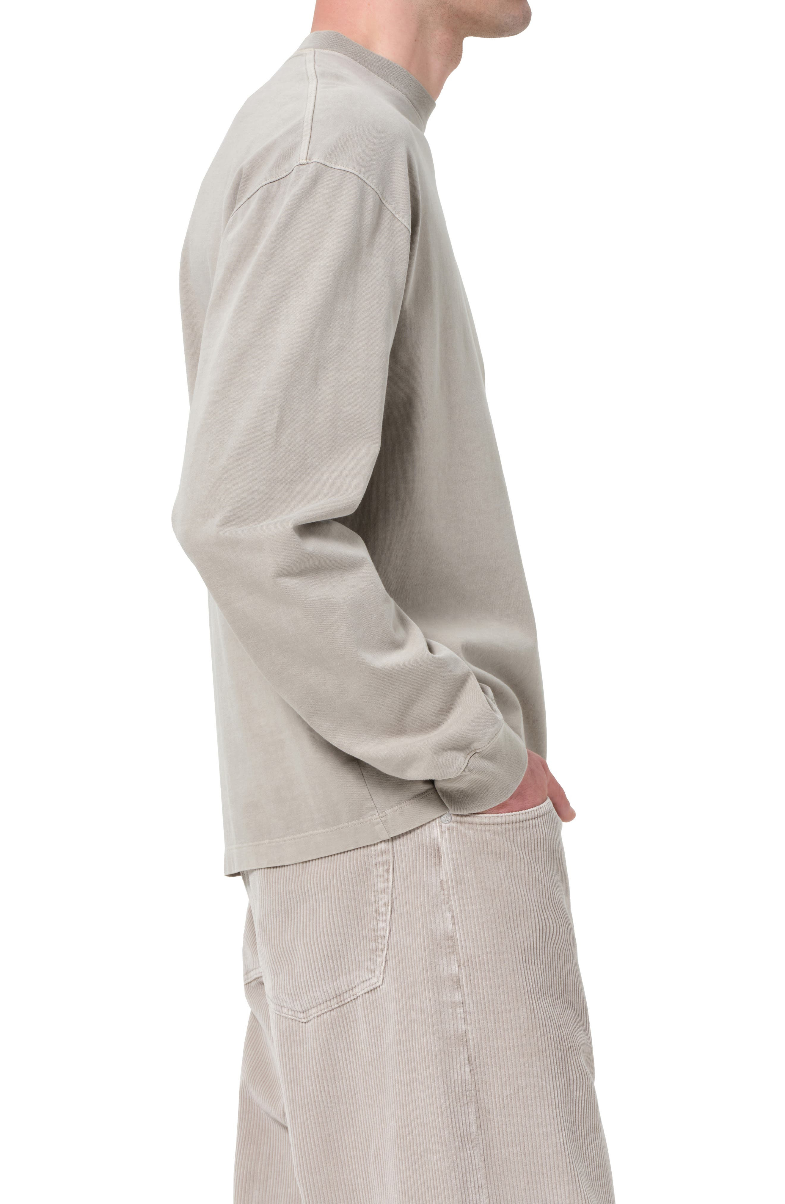 AGOLDE Asha Long Sleeve Cotton T-Shirt in Wicker Medium Dark Grey at Nordstrom - 3