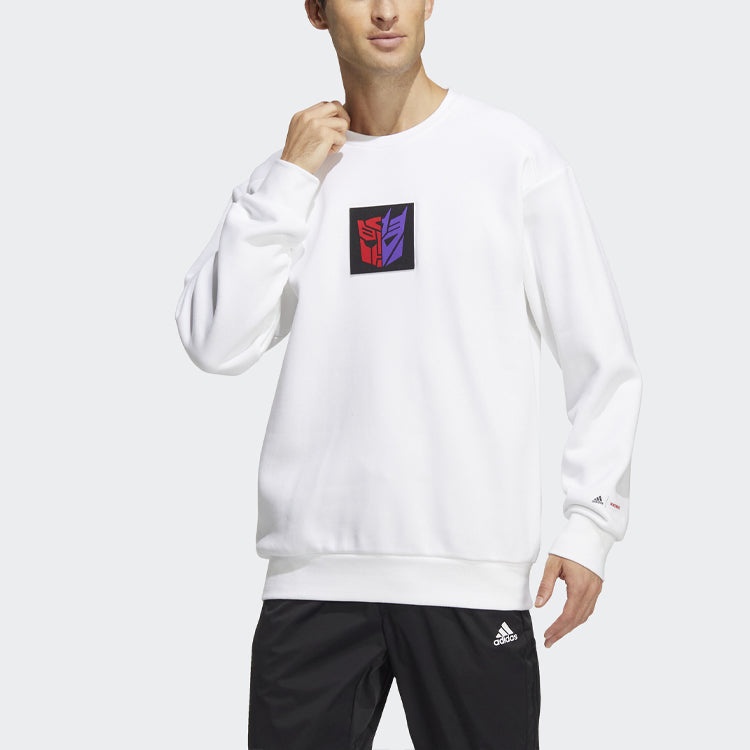 adidas x Transformers Crossover Limited Pattern Printing Round Neck Pullover Long Sleeves White HM74 - 4