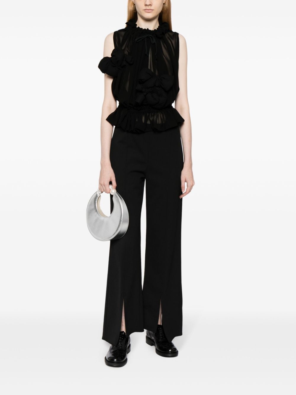 bow-detail semi-sheer blouse - 2