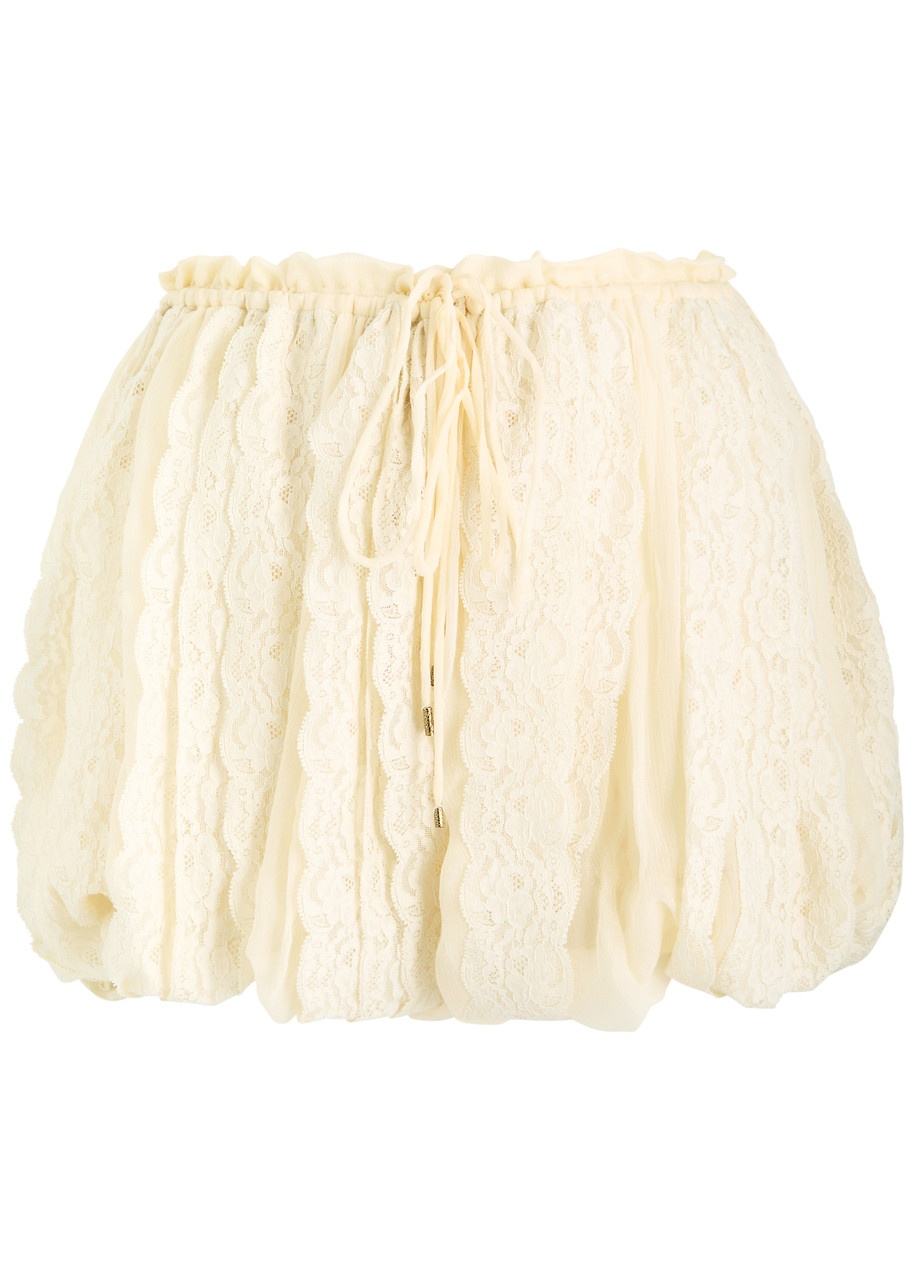 Chloe Lace Panelled Silk Shorts - 1
