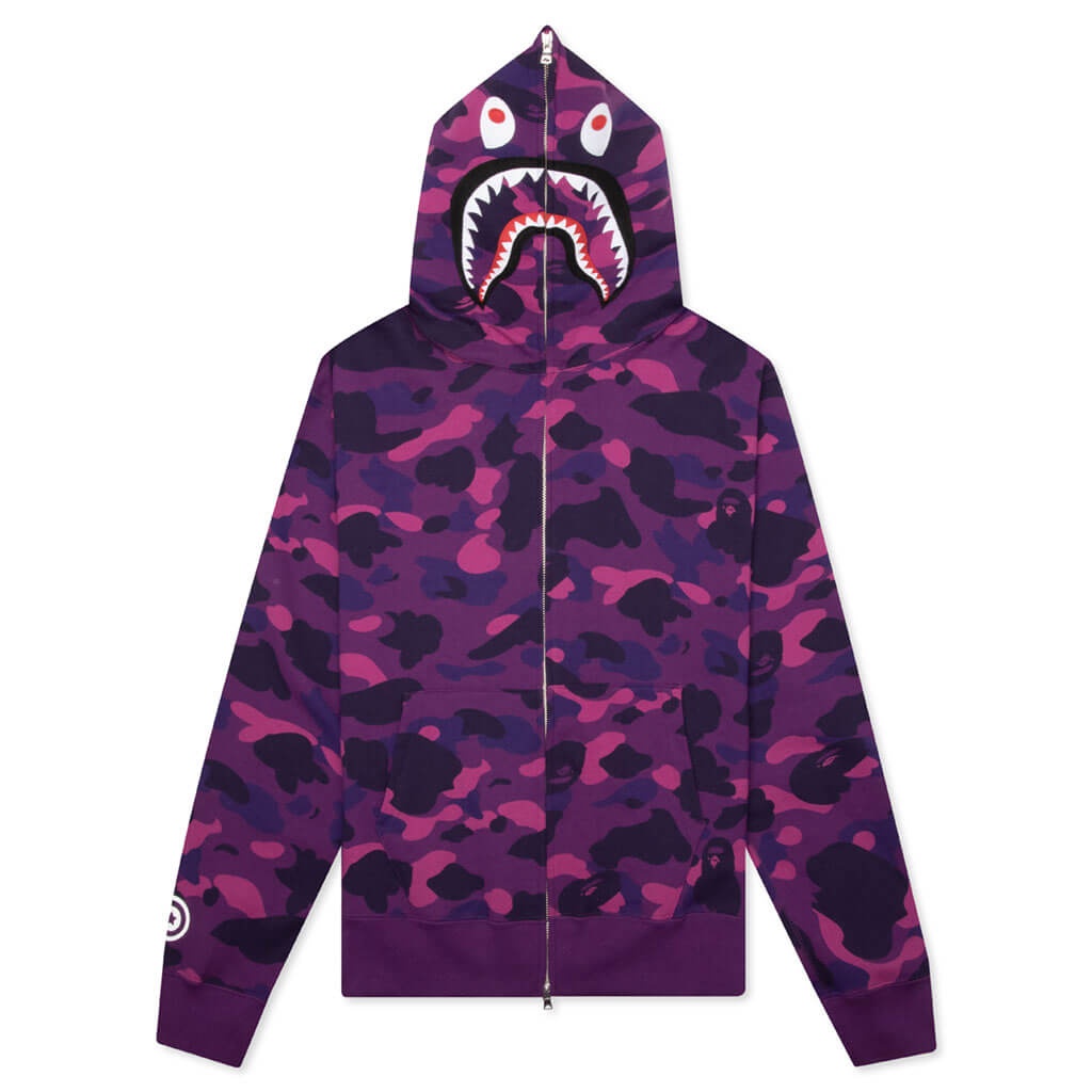 COLOR CAMO SHARK FULL ZIP HOODIE - PURPLE - 1