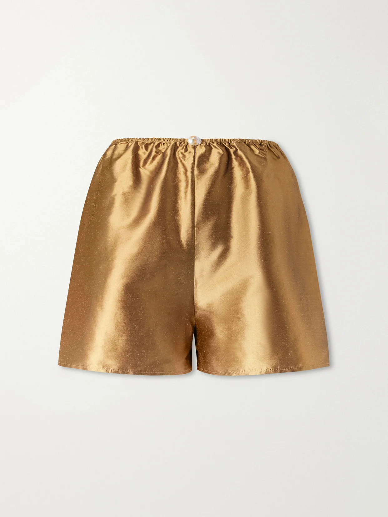 Playa Pearl-embellished Silk-shantung Shorts - 1