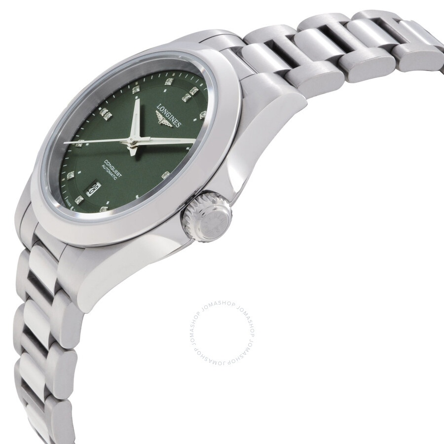 Longines Conquest Automatic Diamond Green Dial Ladies Watch L3.320.4.07.6 - 2