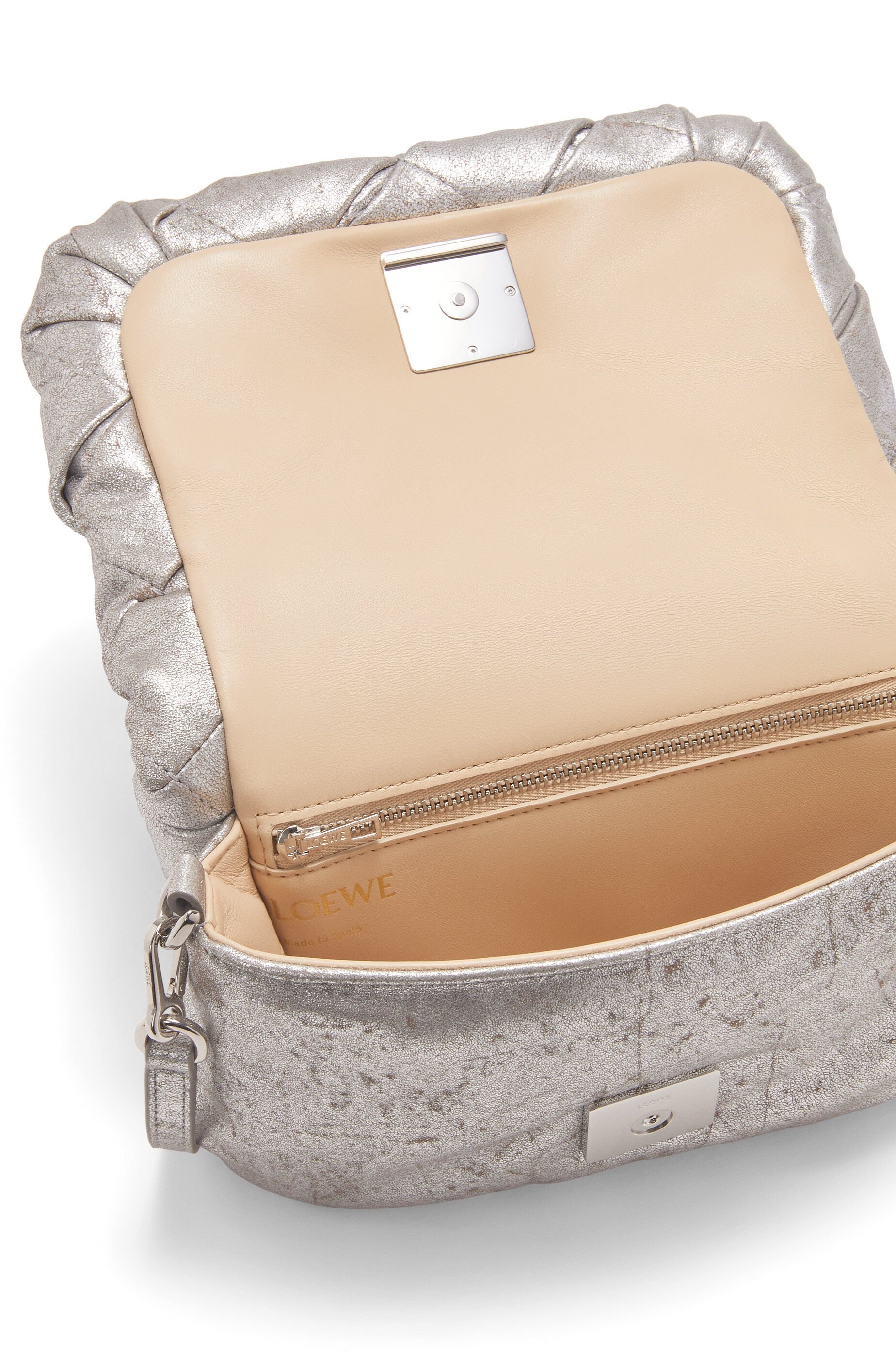 Mini Puffer Goya bag in pleated metallic leather - 6