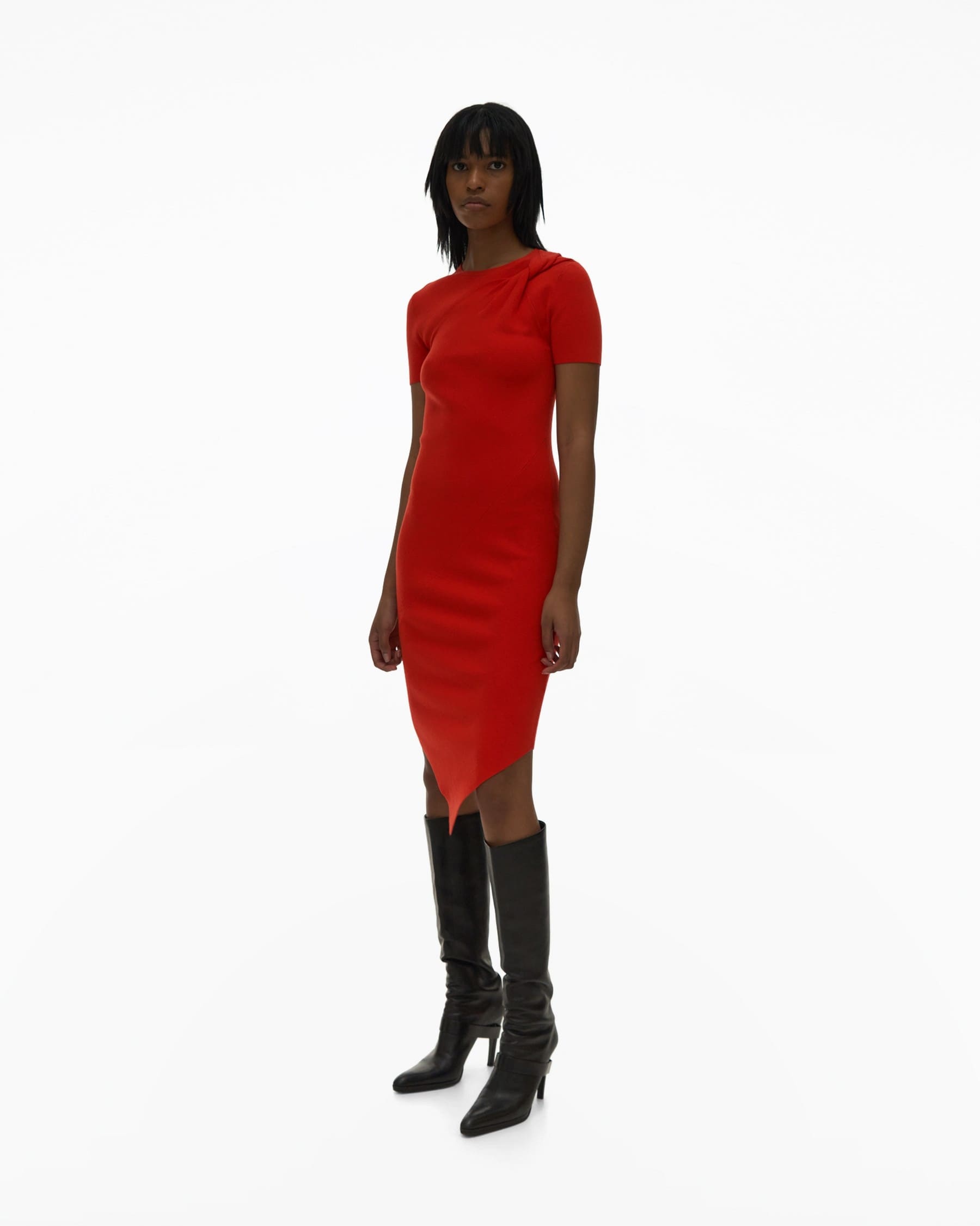 TWISTED ASYMMETRIC JERSEY DRESS - 5
