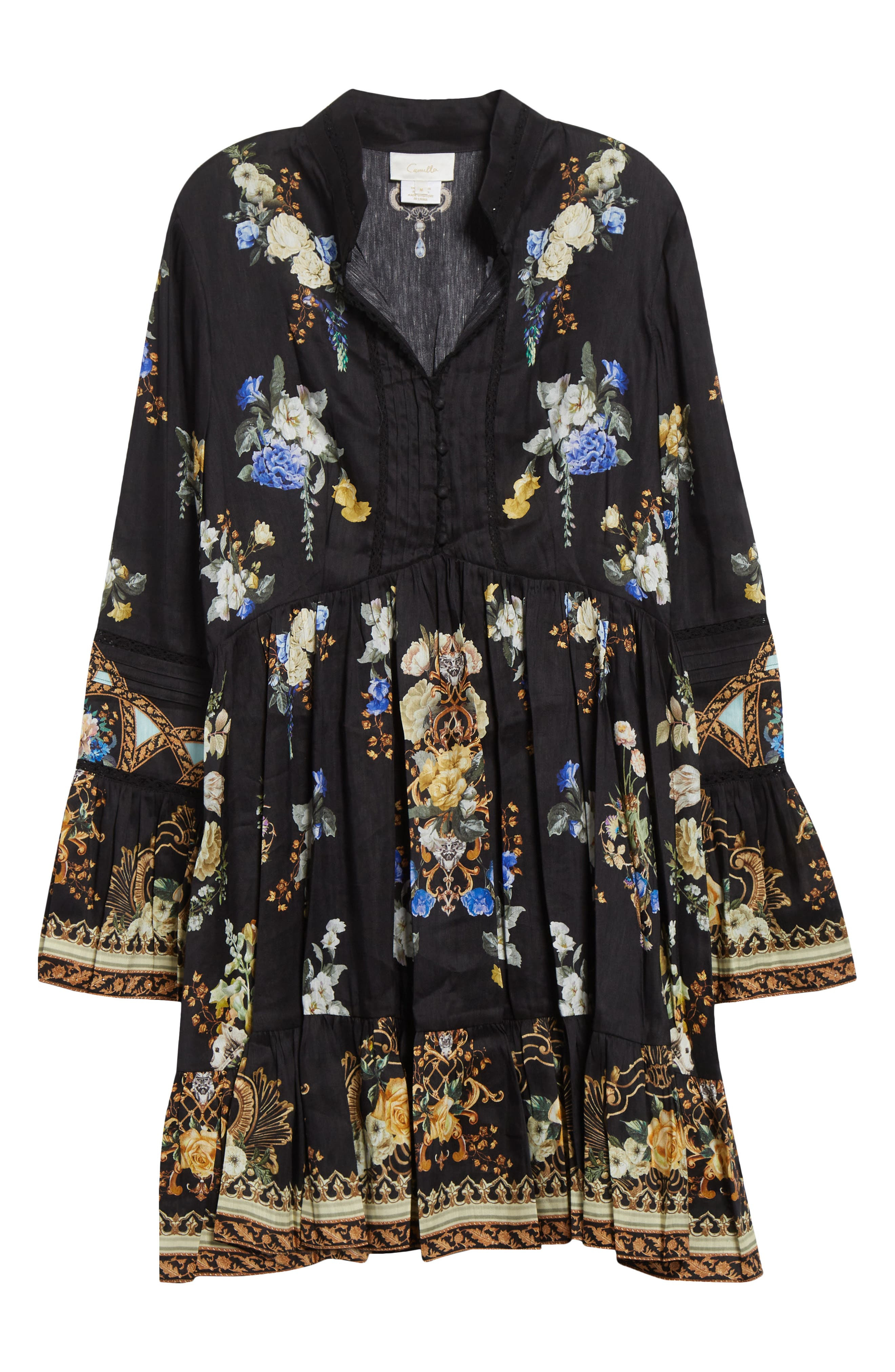 Camilla Ottoman Elegance Long Sleeve Linen & Silk Minidress at Nordstrom - 5