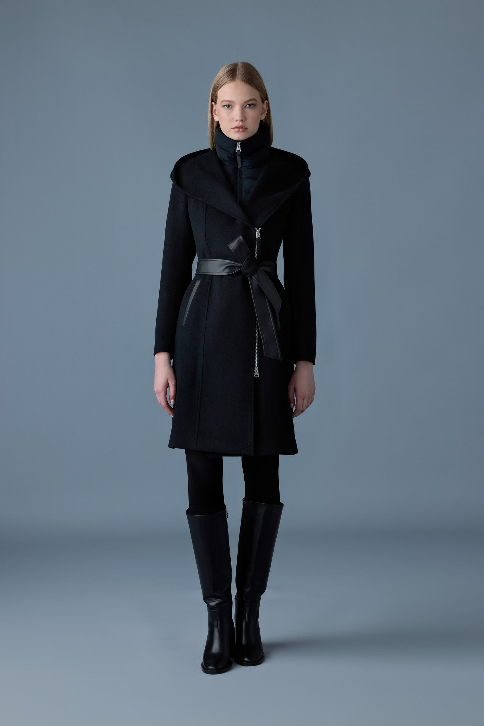 SHIA-SLB 2-in-1 double-face wool coat with removable bib - 2