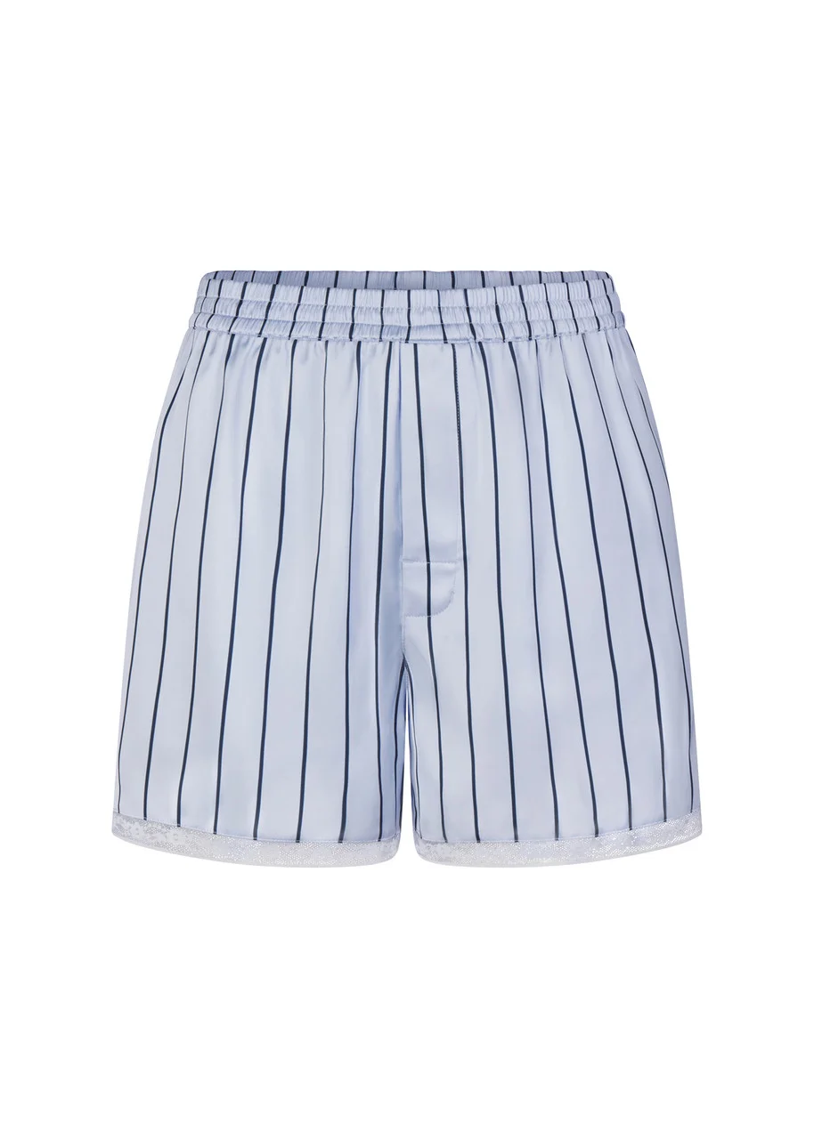 Skims Lace-trim Woven Shine Boxer Shorts - 1