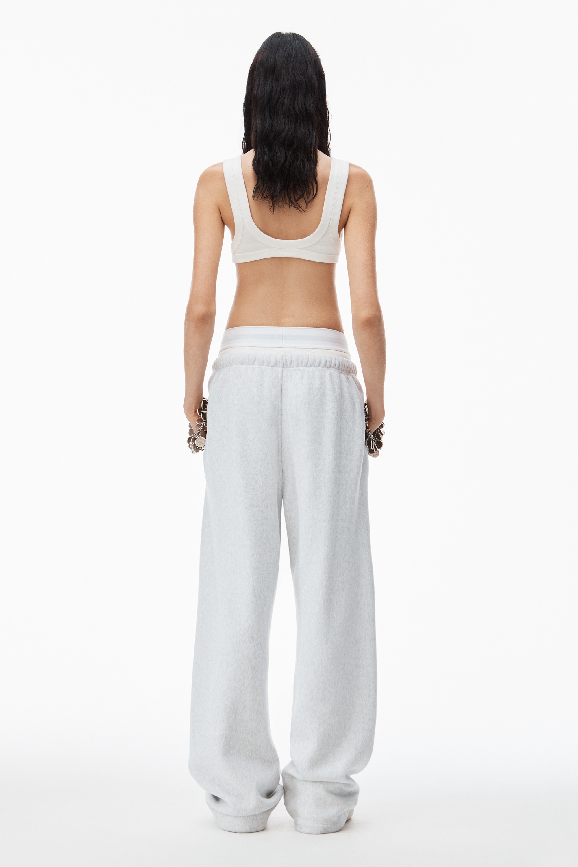 wide leg sweatpants with pre-styled logo brief waistband - 4