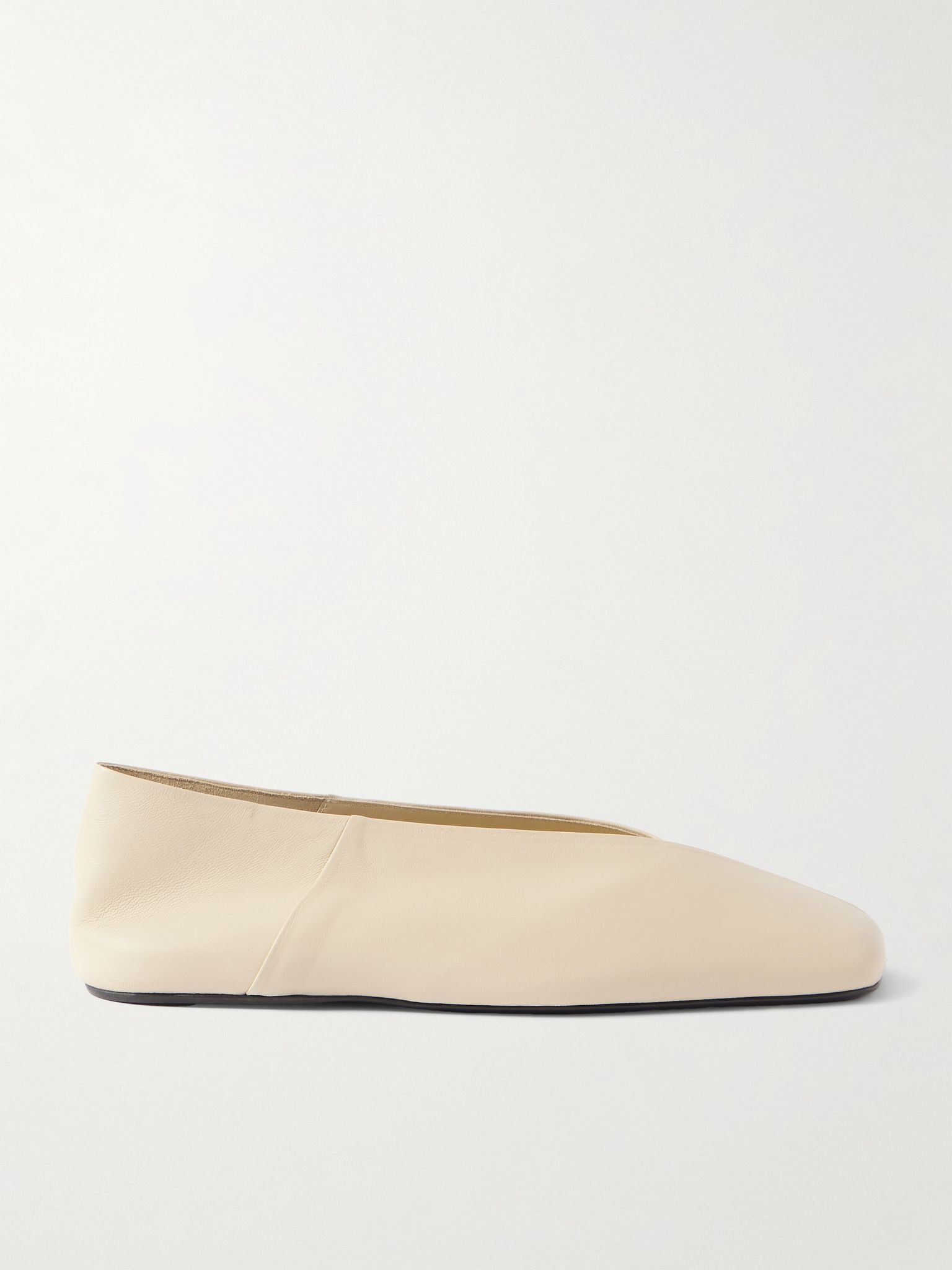 Asymmetric leather ballet flats Cream - 1