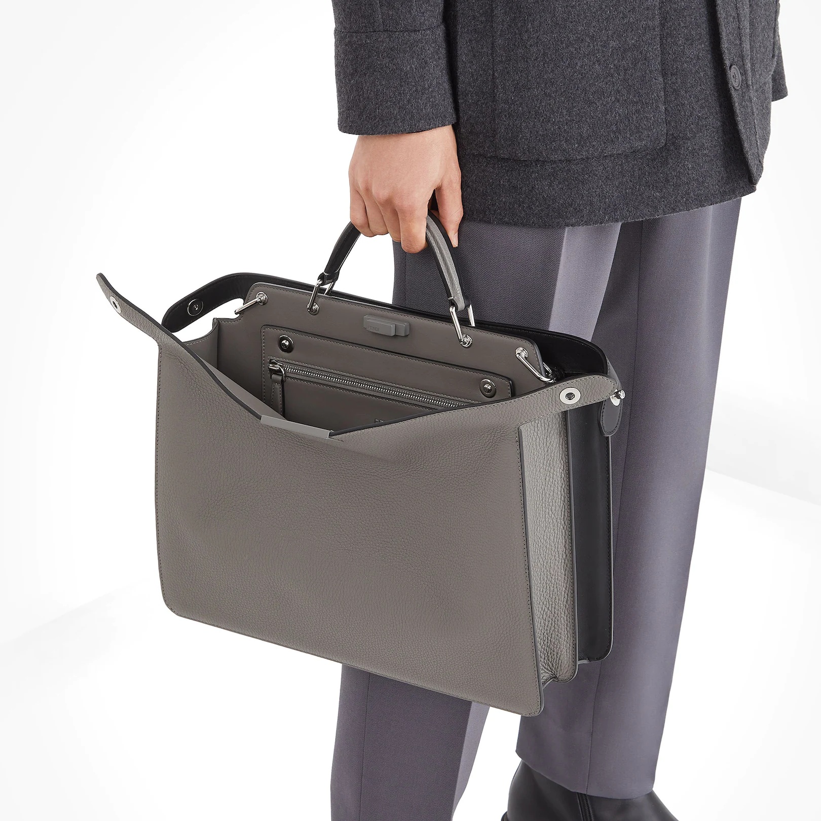 Gray Cuoio Romano leather bag - 7