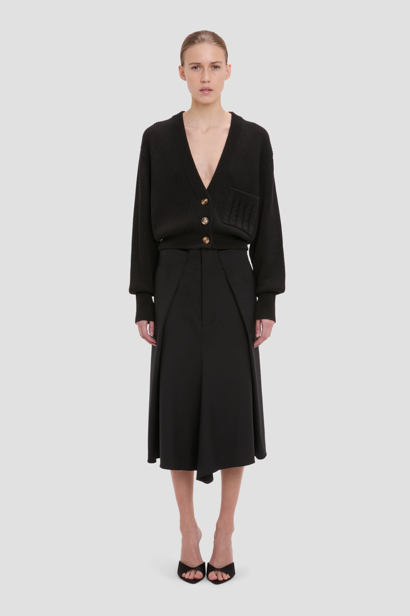 Victoria Beckham Cable Pocket Cardigan In Black outlook