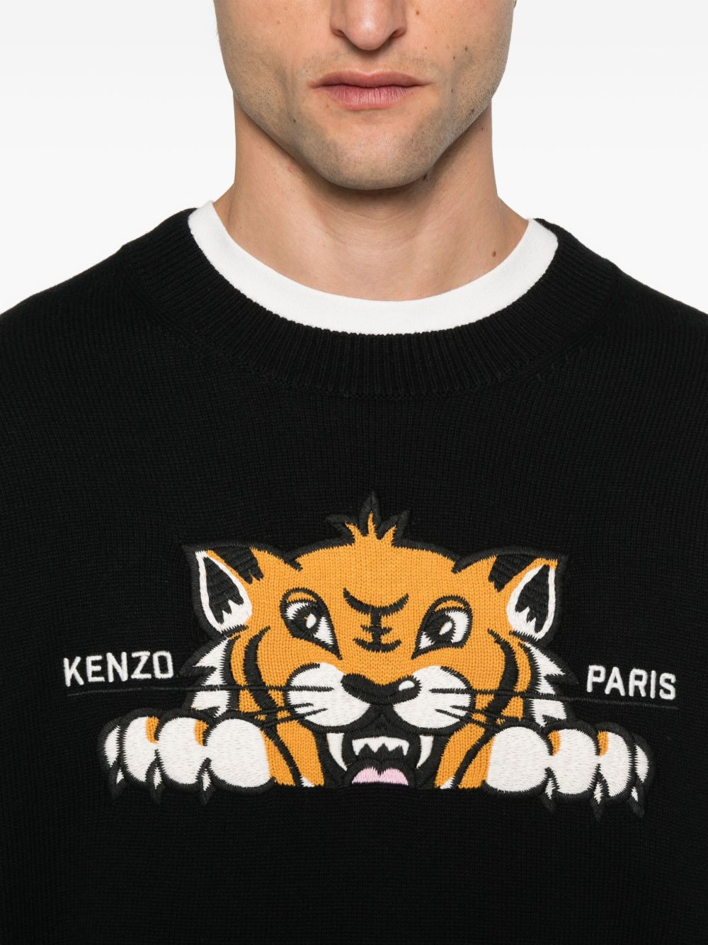 embroidered-tiger crew-neck sweater - 5