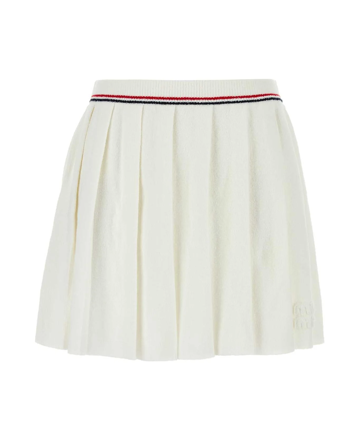White Stretch Terry Fabric Skirt - 1