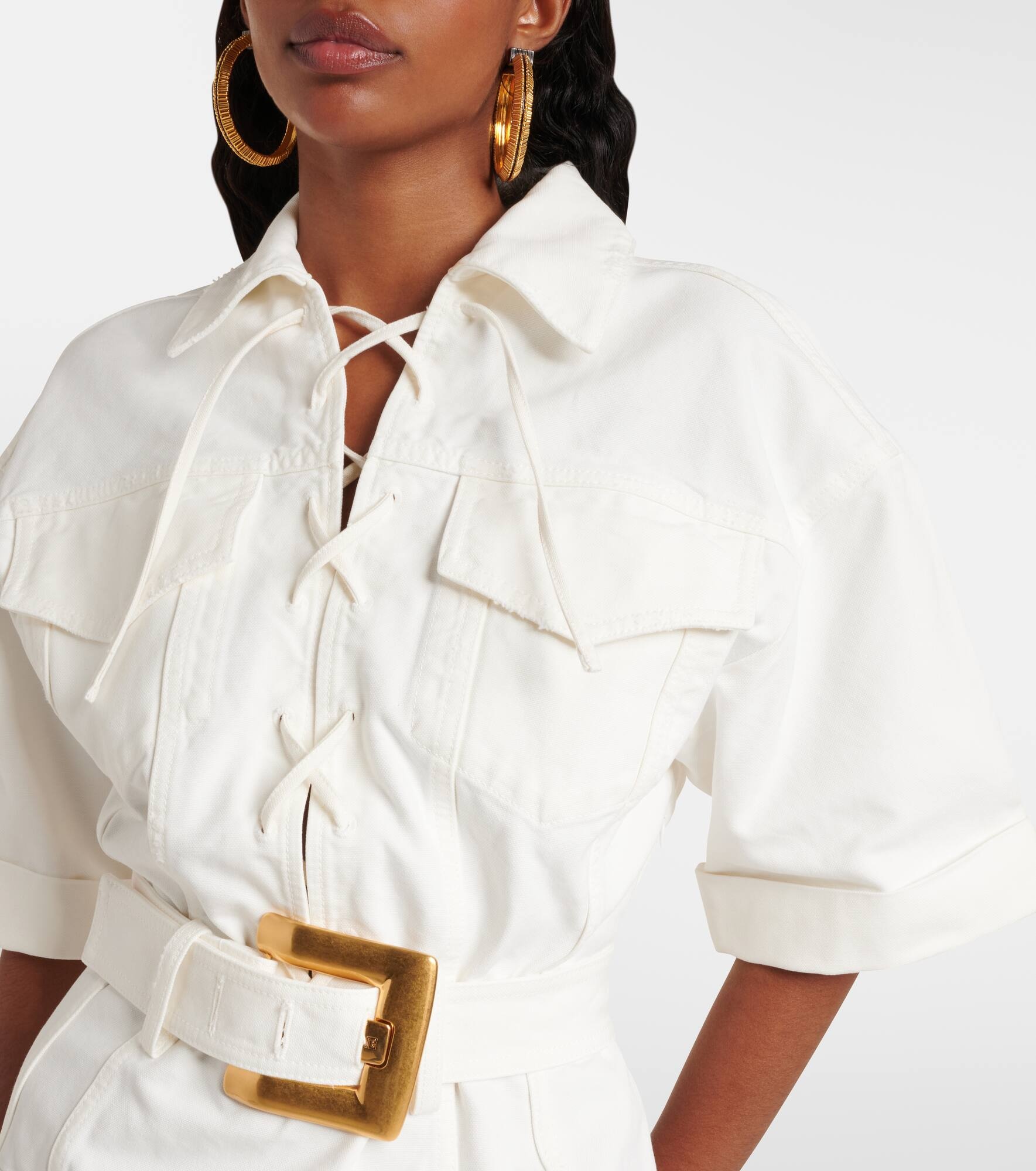 Cotton canvas shirt dress - 4