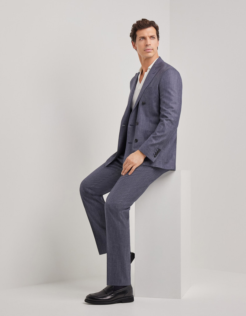 Canali DENIM BLUE LINEN AND WOOL MODERN-FIT JACKET outlook