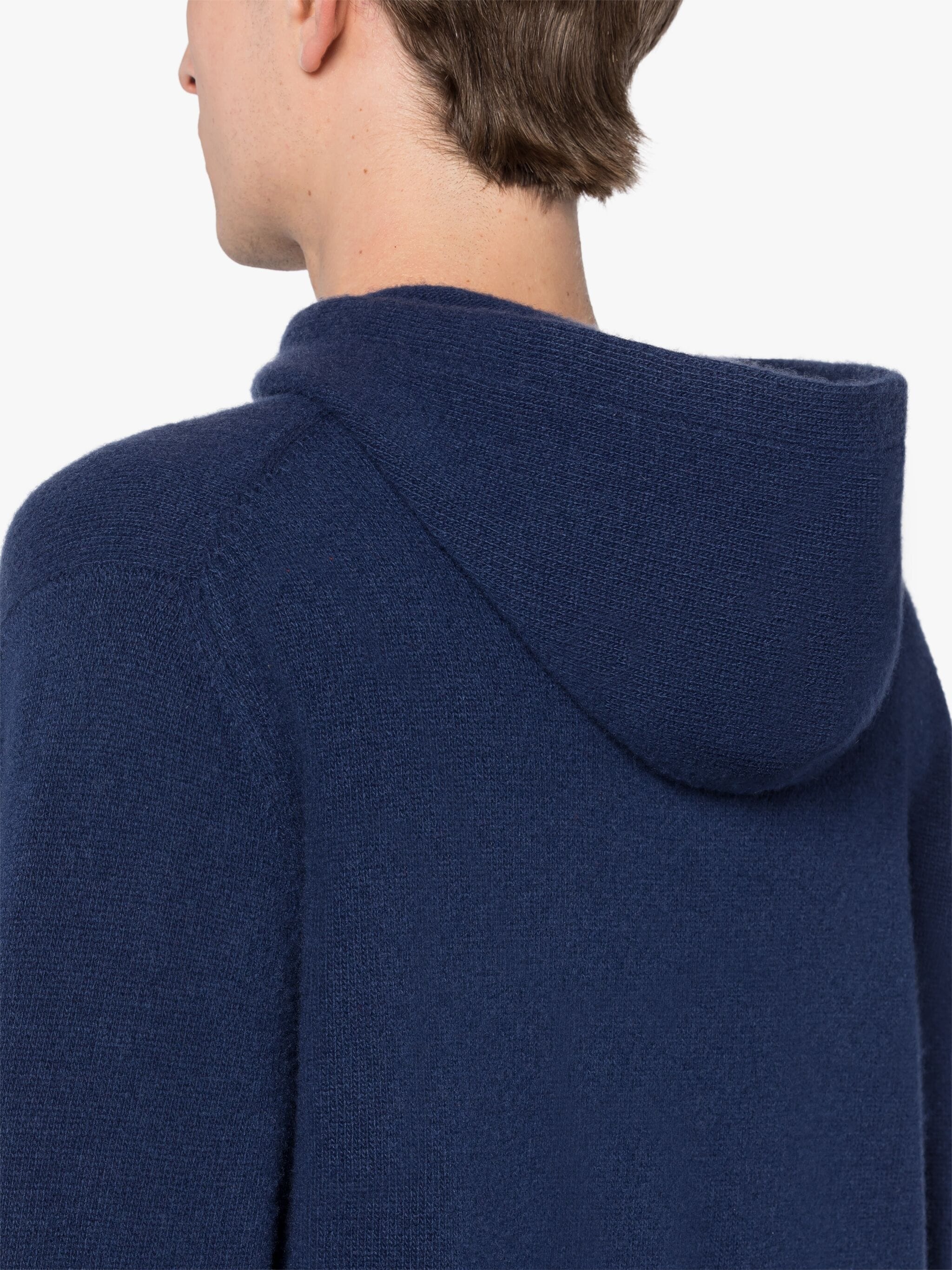 WIVERTON INDIGO MERINO WOOL & CASHMERE HOODED SWEATER - 4