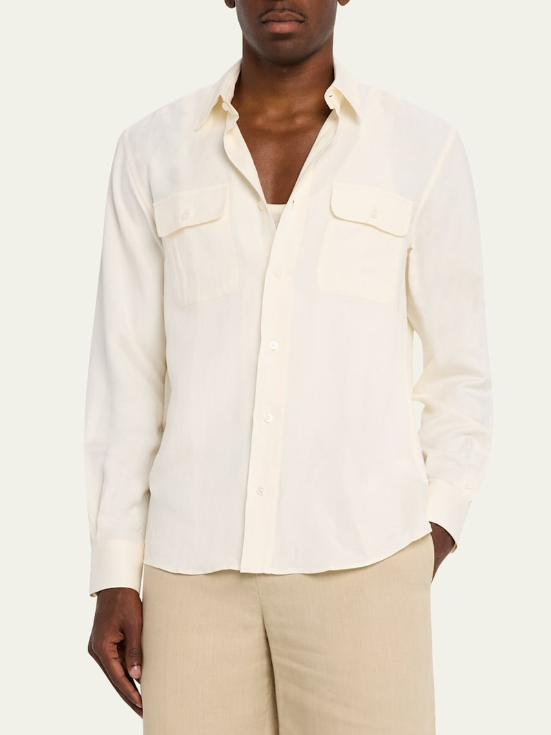 Ralph Lauren Men's Silk and Linen Flap Pocket Button-Down Shirt outlook