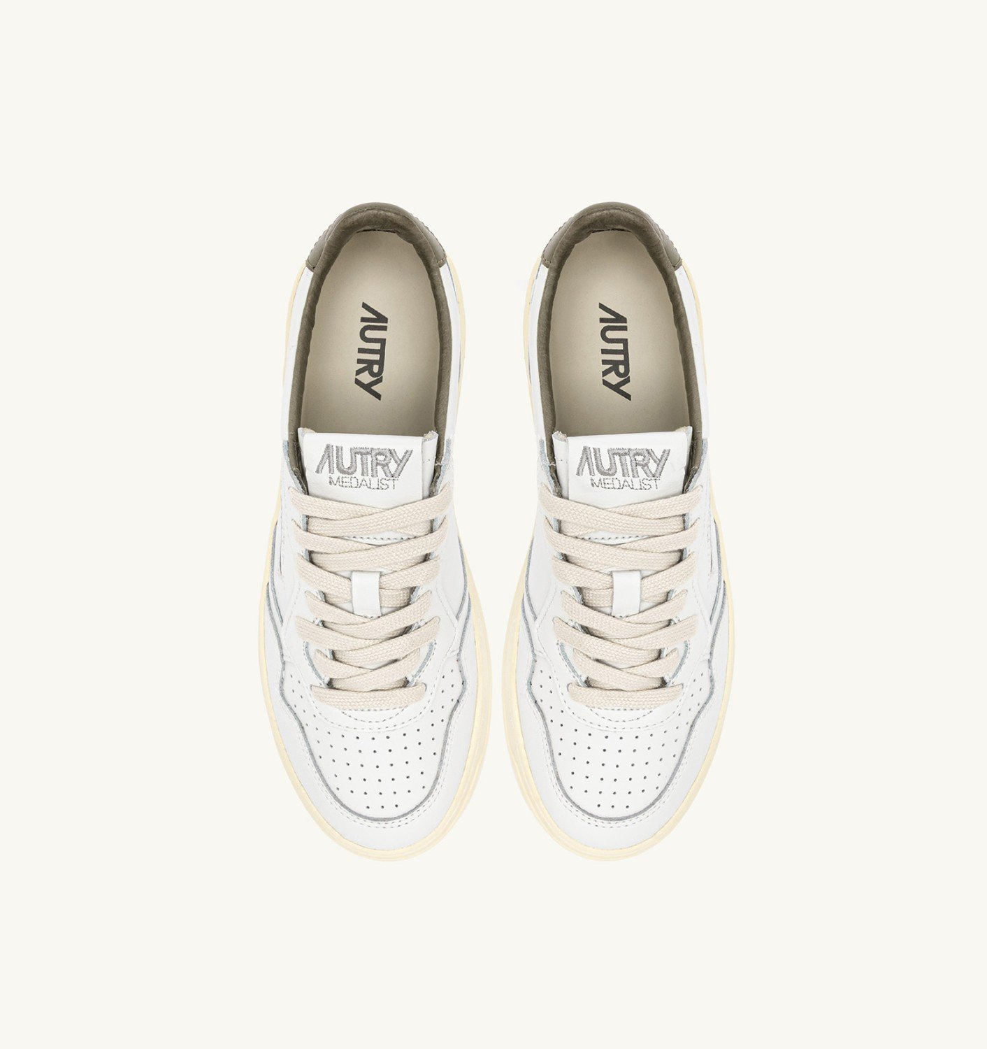 MEDALIST LOW SNEAKERS IN LEATHER COLOR WHITE AND COVERT GREEN WITH LETTERING - 5