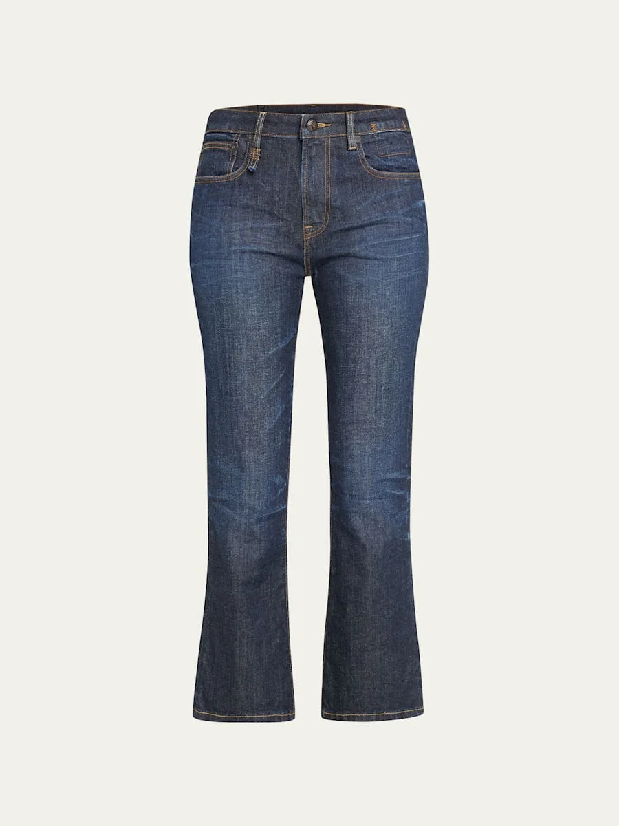 Mid-Rise Straight Kick Ankle Jeans - 1