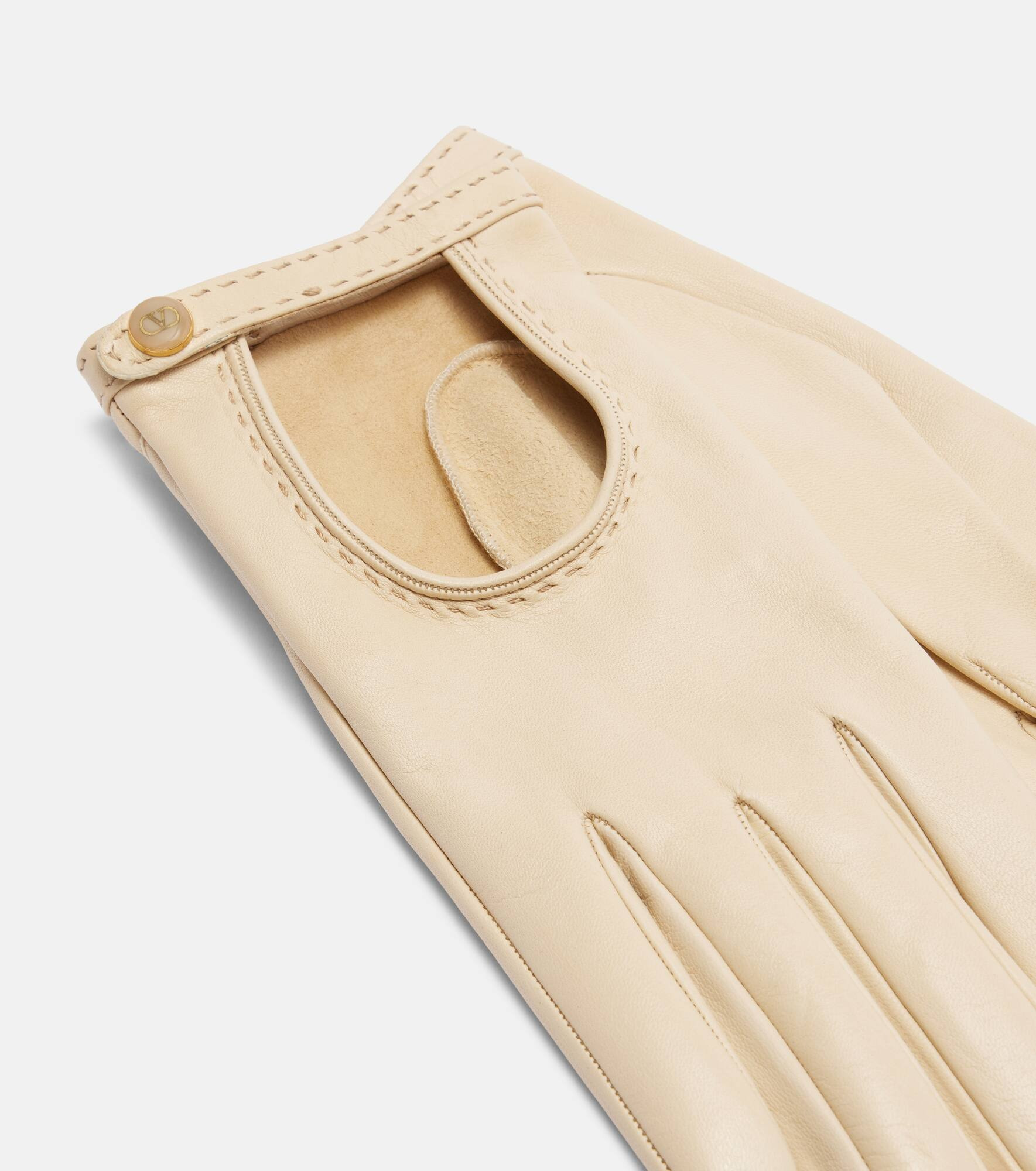 VLogo cutout leather gloves - 2