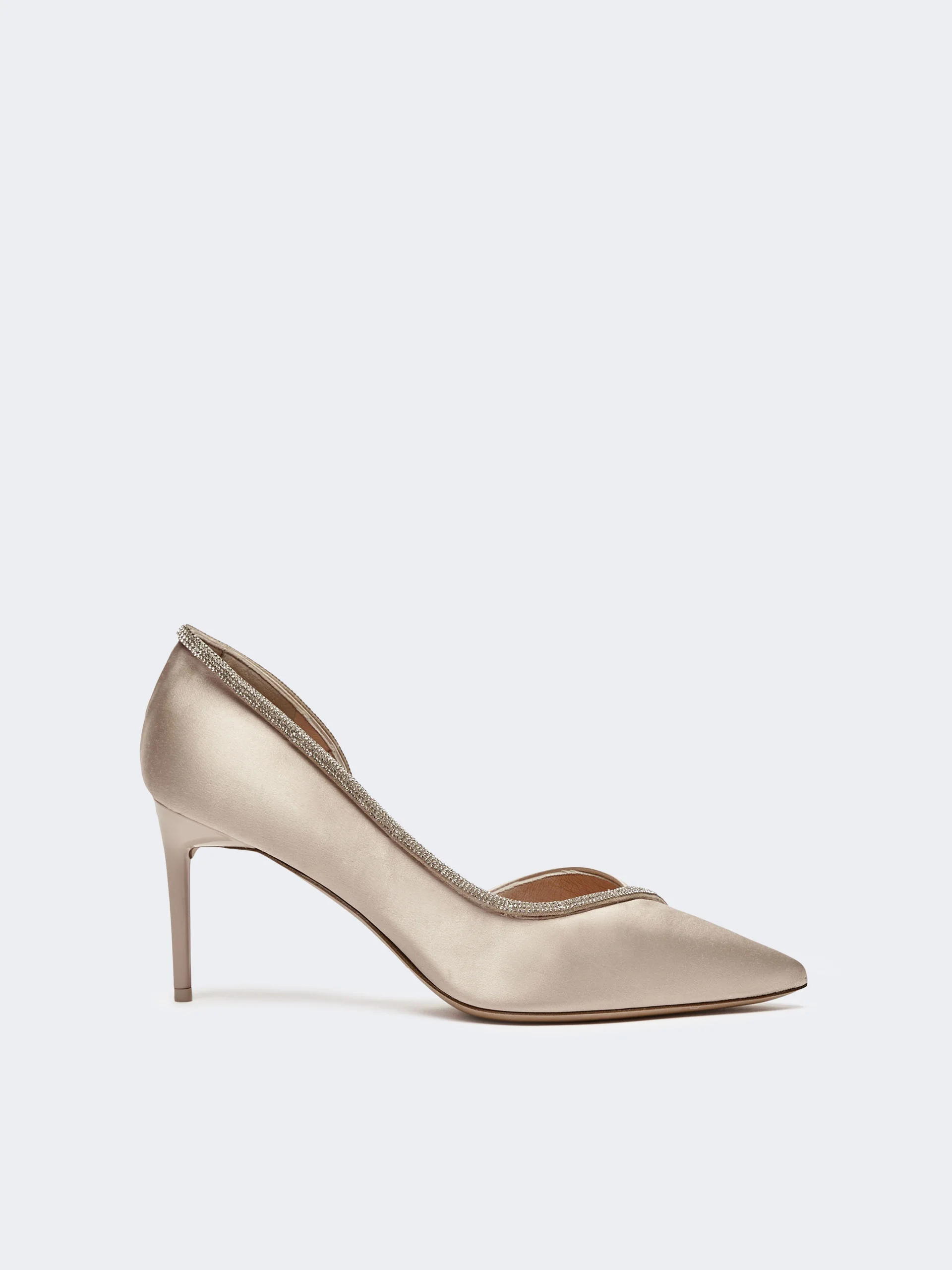 PUMPCRYSTAL80 Crystal-adorned satin court shoes - BEIGE - 1