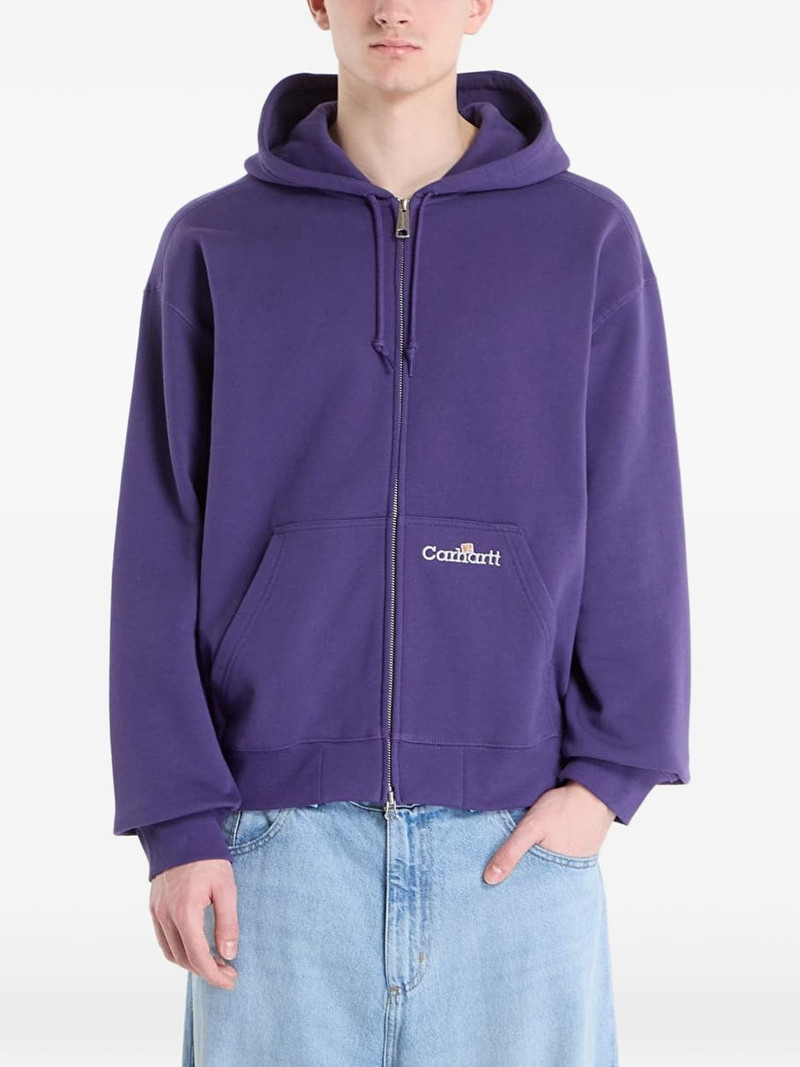 logo-embroidered zip-up hoodie 1
