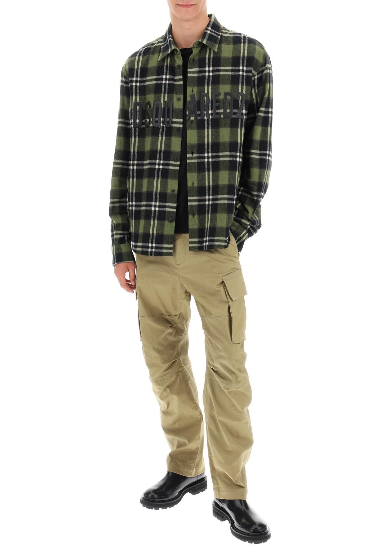 CHECK FLANNEL SHIRT WITH RUBBERIZED LOGO - 2