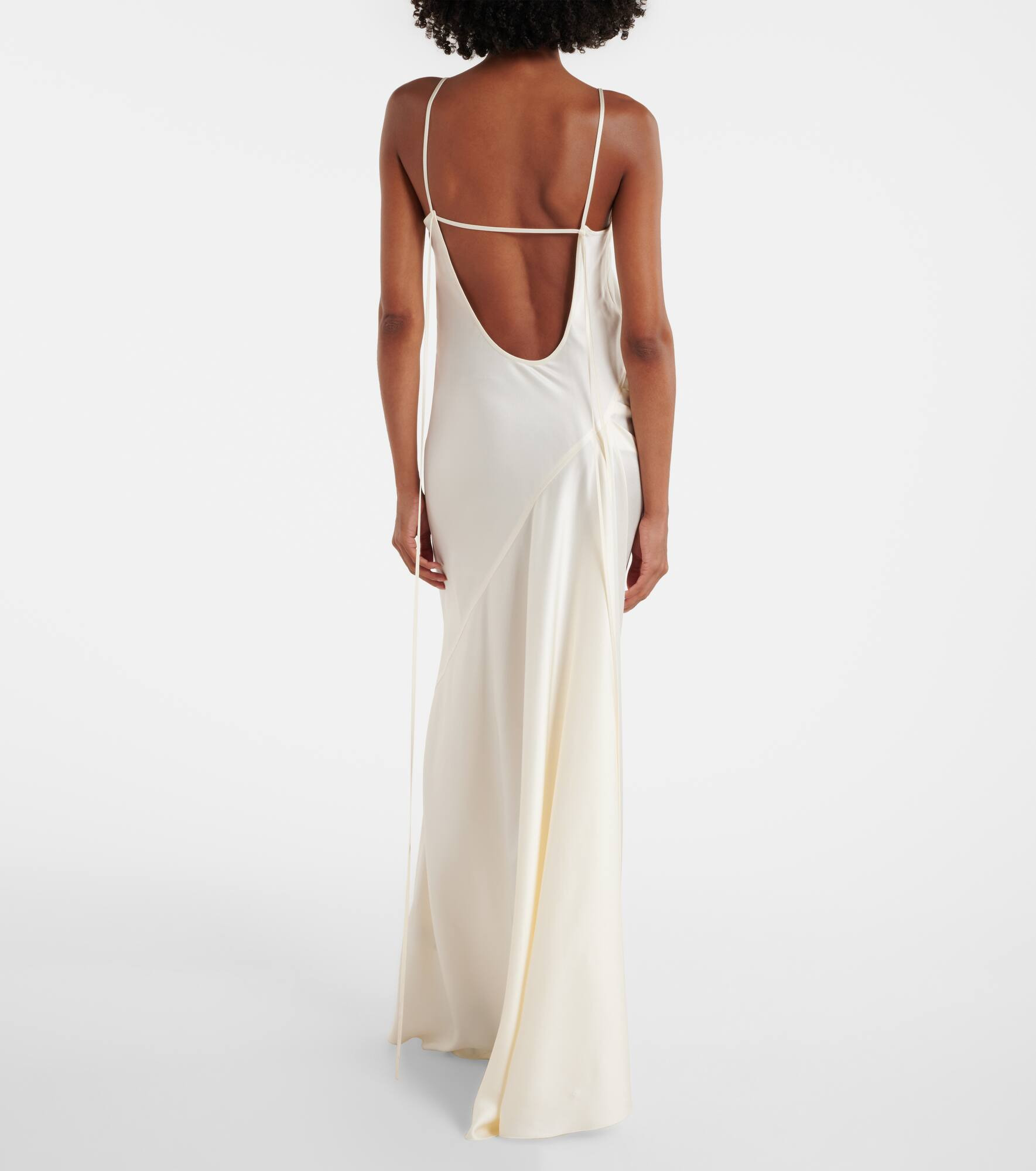 Draped crêpe satin slip dress - 3
