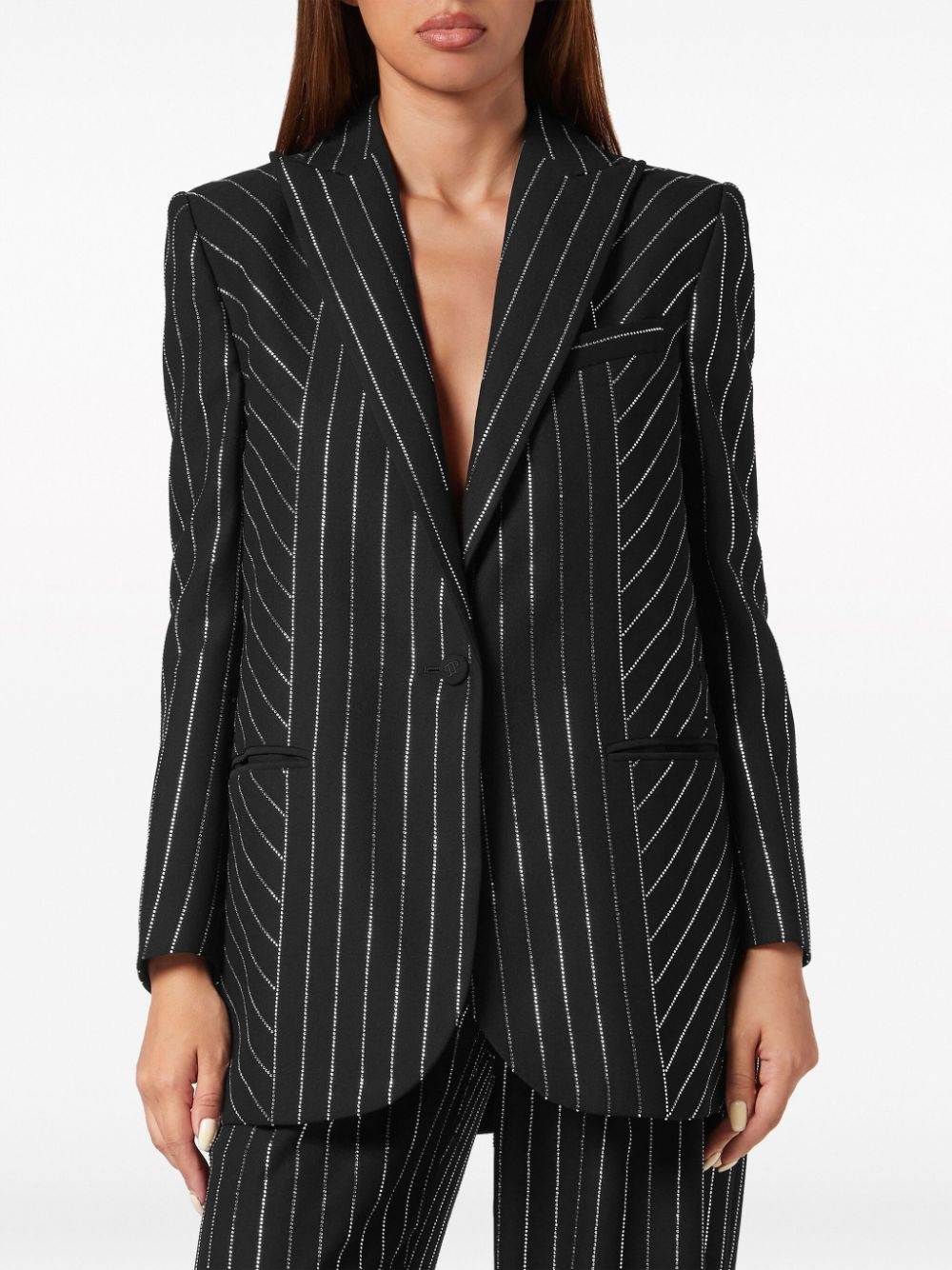 Cady pinstripe-crystal single-breasted blazer - 3