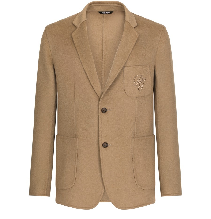 Deconstructed camel hair blazer with embroidery - 1