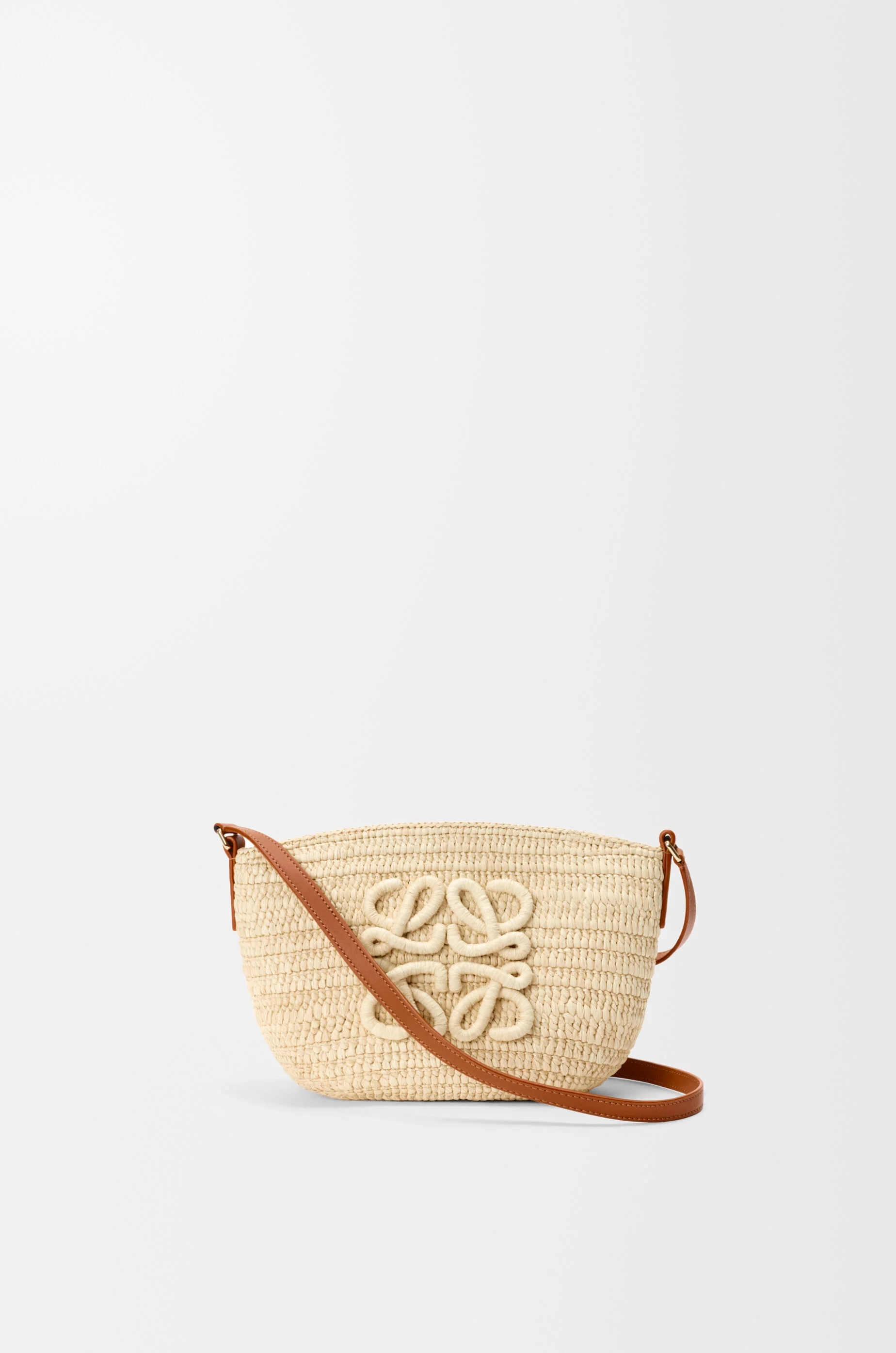Eclipse pochette in raffia and calfskin - 1