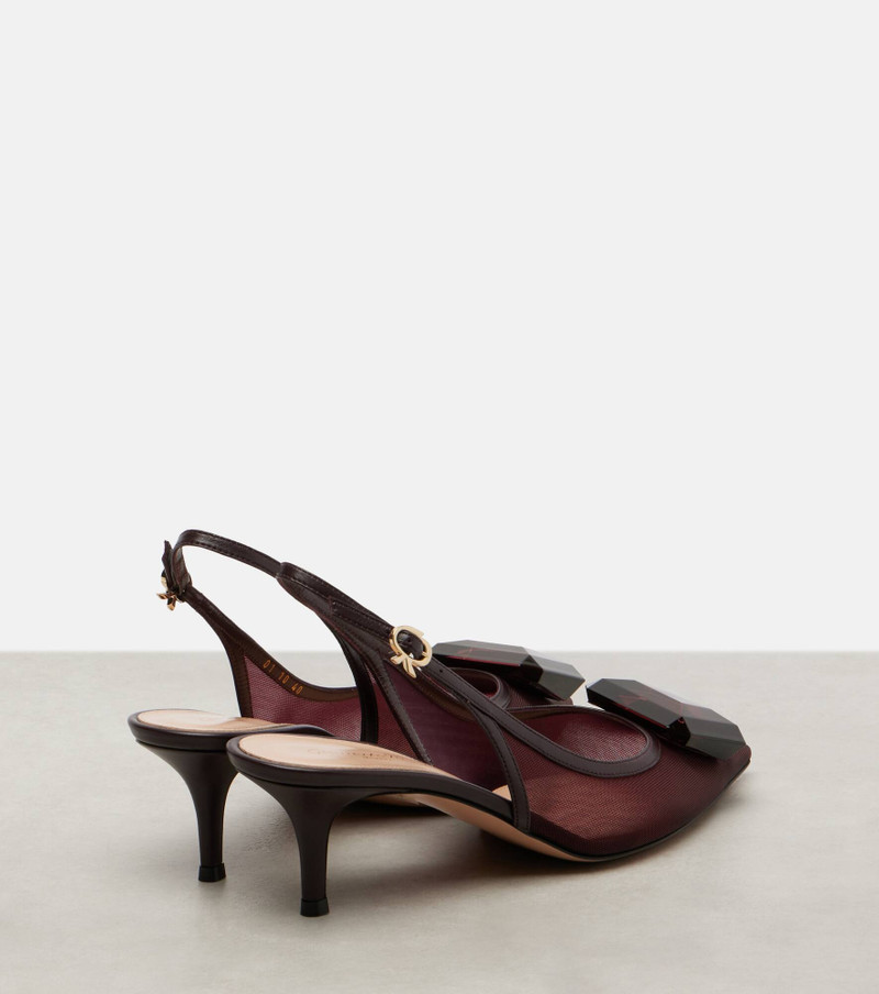 55 leather-trimmed mesh slingback pumps 2