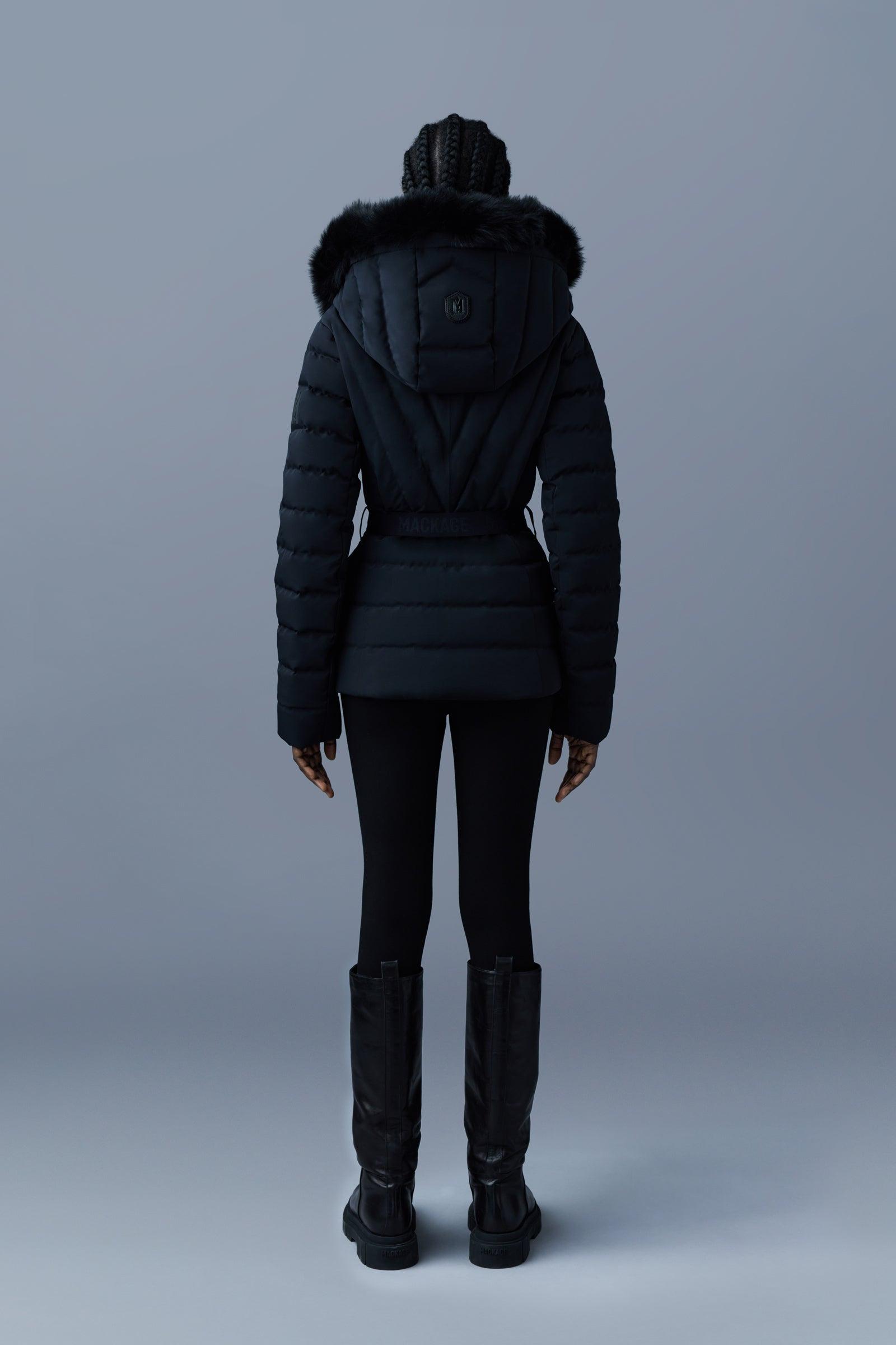 ELITA-SH Belted down ski jacket with fur trimmed hood - 4