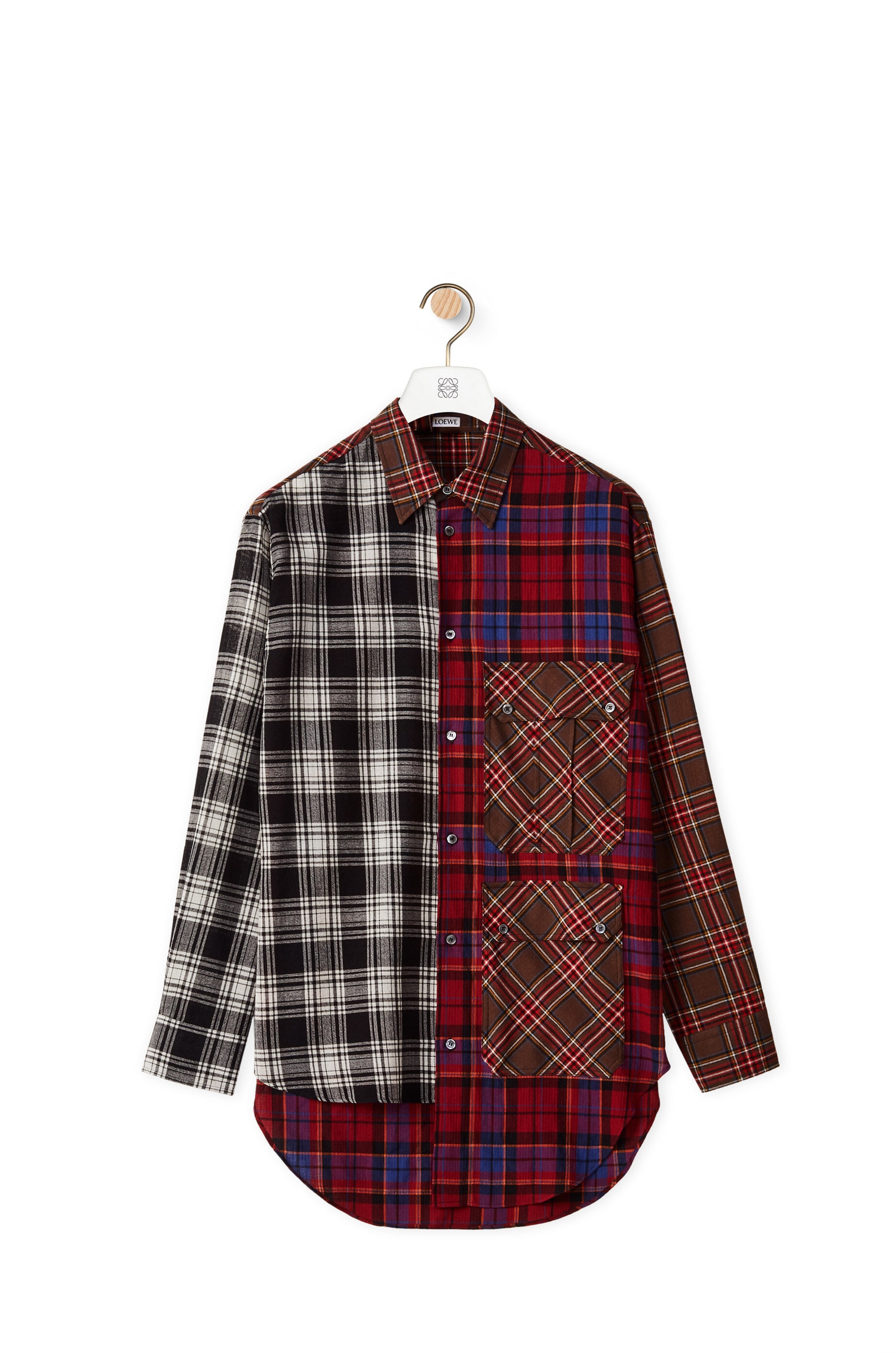 Asymmetric check shirt in wool - 1