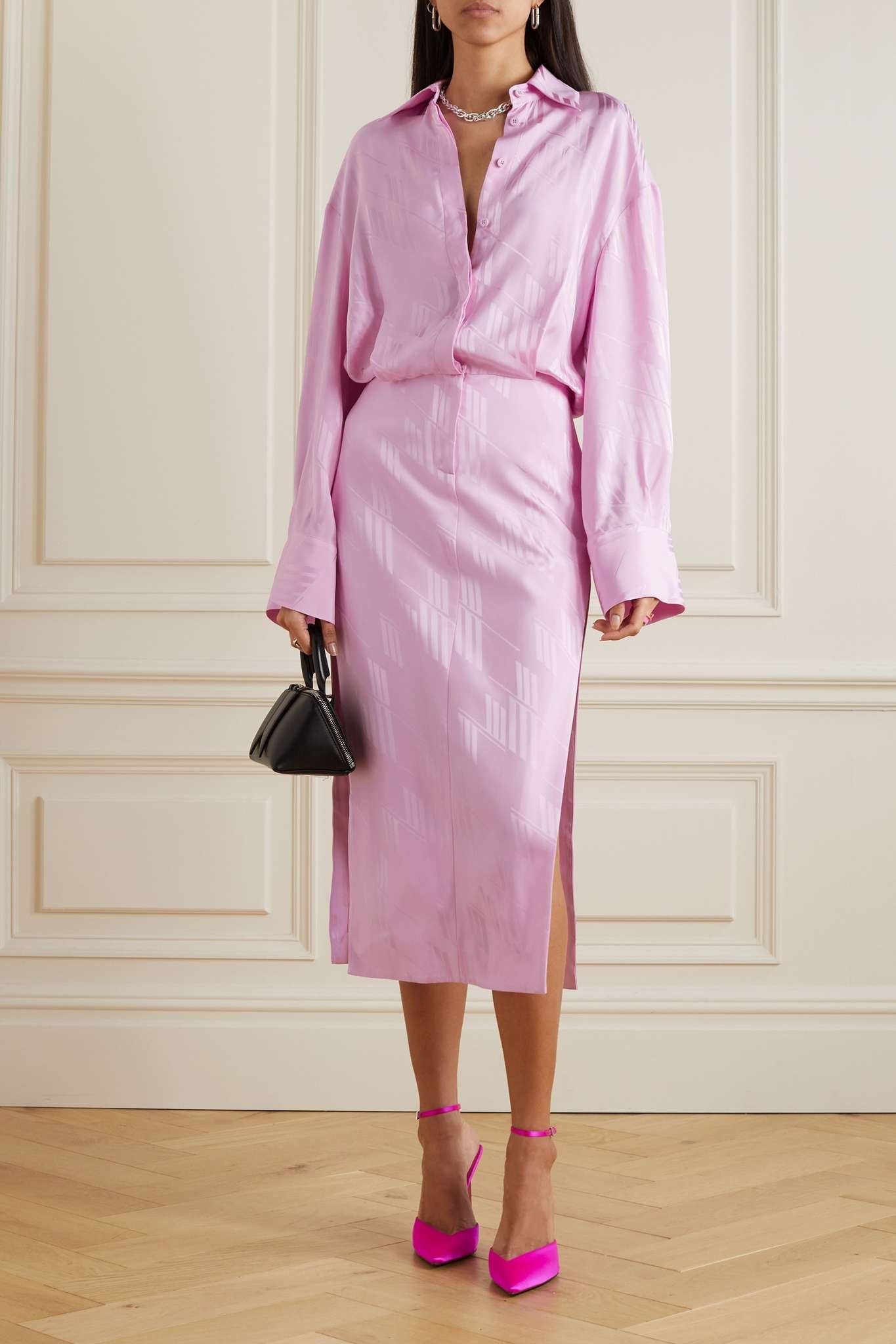 Charla satin-jacquard midi dress - 3