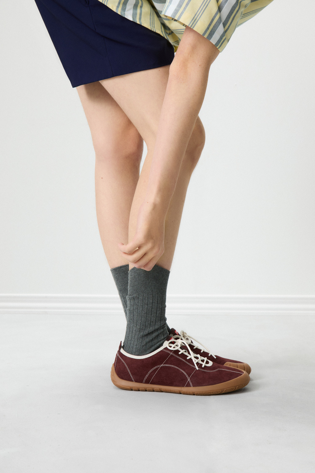 Burgundy Nubuck Sneakers for Men. - 3