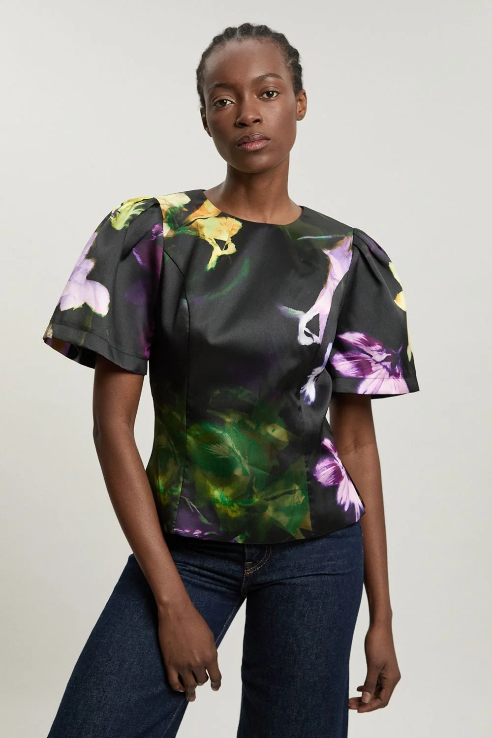 Floral Print Twill Top - 1