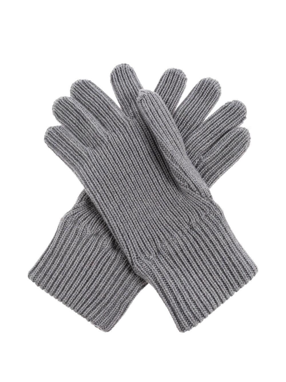 barcode-appliqué ribbed gloves - 2