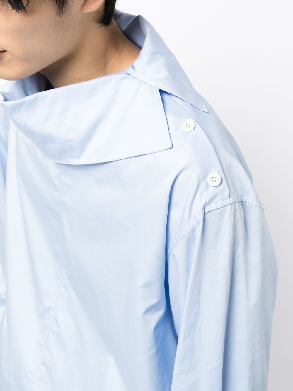 oversize-pointed collar cotton shirt - 5