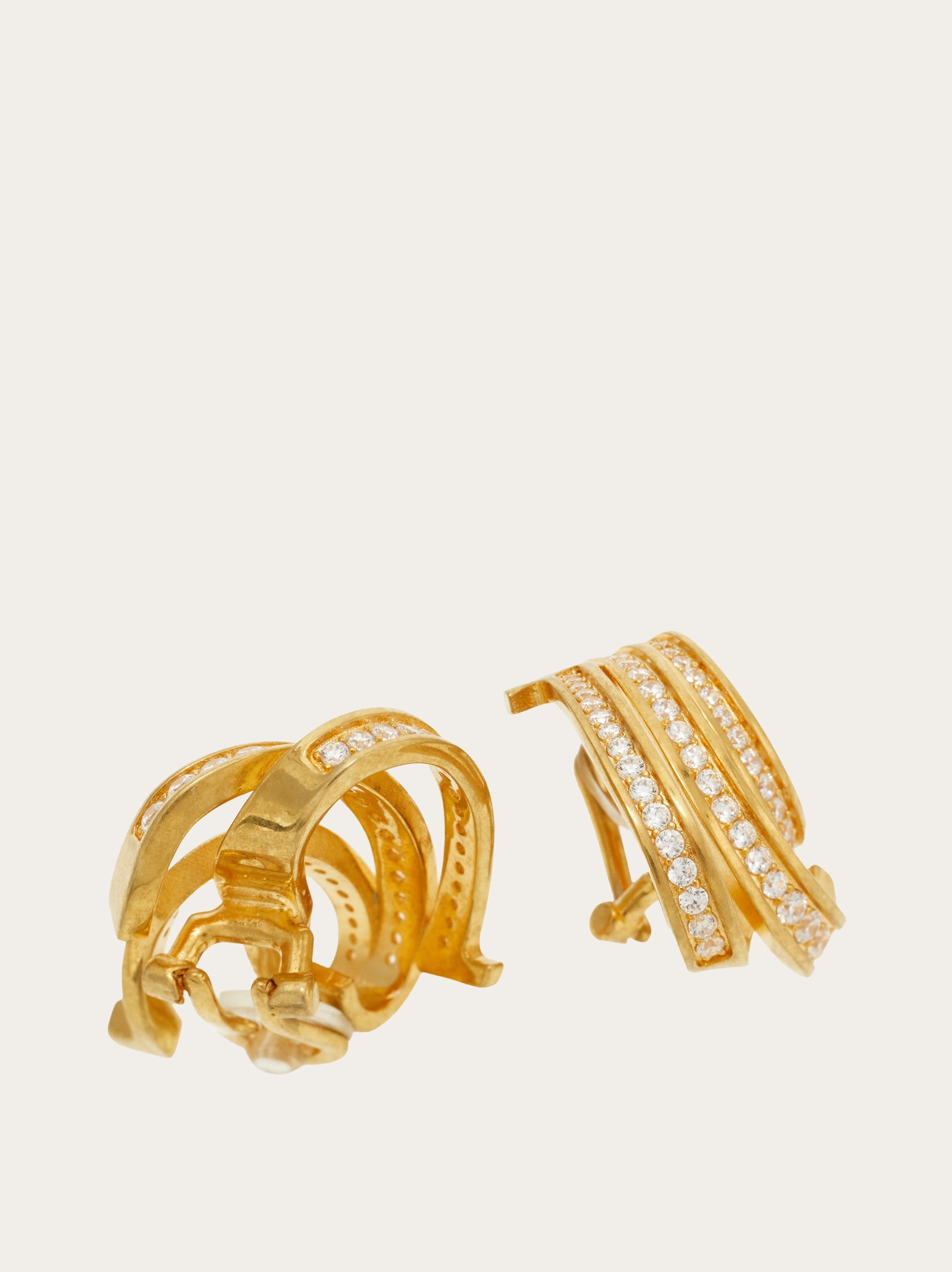 Triple Gancini earrings with crystals - 5