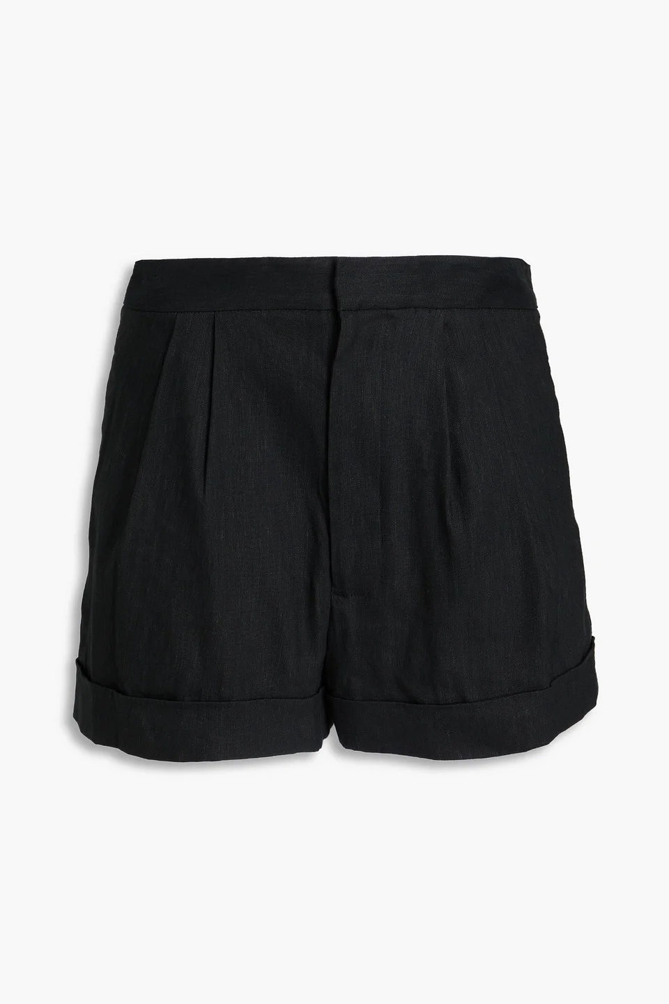 Pleated linen-blend shorts - 1