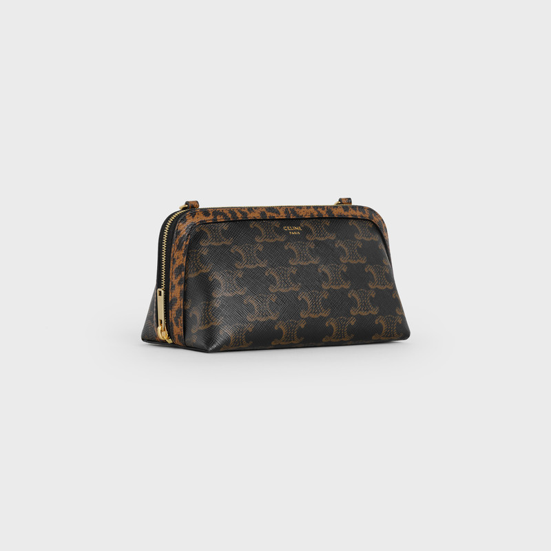 CELINE CLUTCH ON CHAIN  IN  TRIOMPHE CANVAS AND GRAINED CALFSKIN WITH LEOPARD PRINT outlook