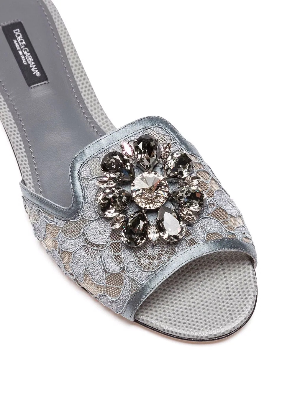 crystal-flower lace slides - 2