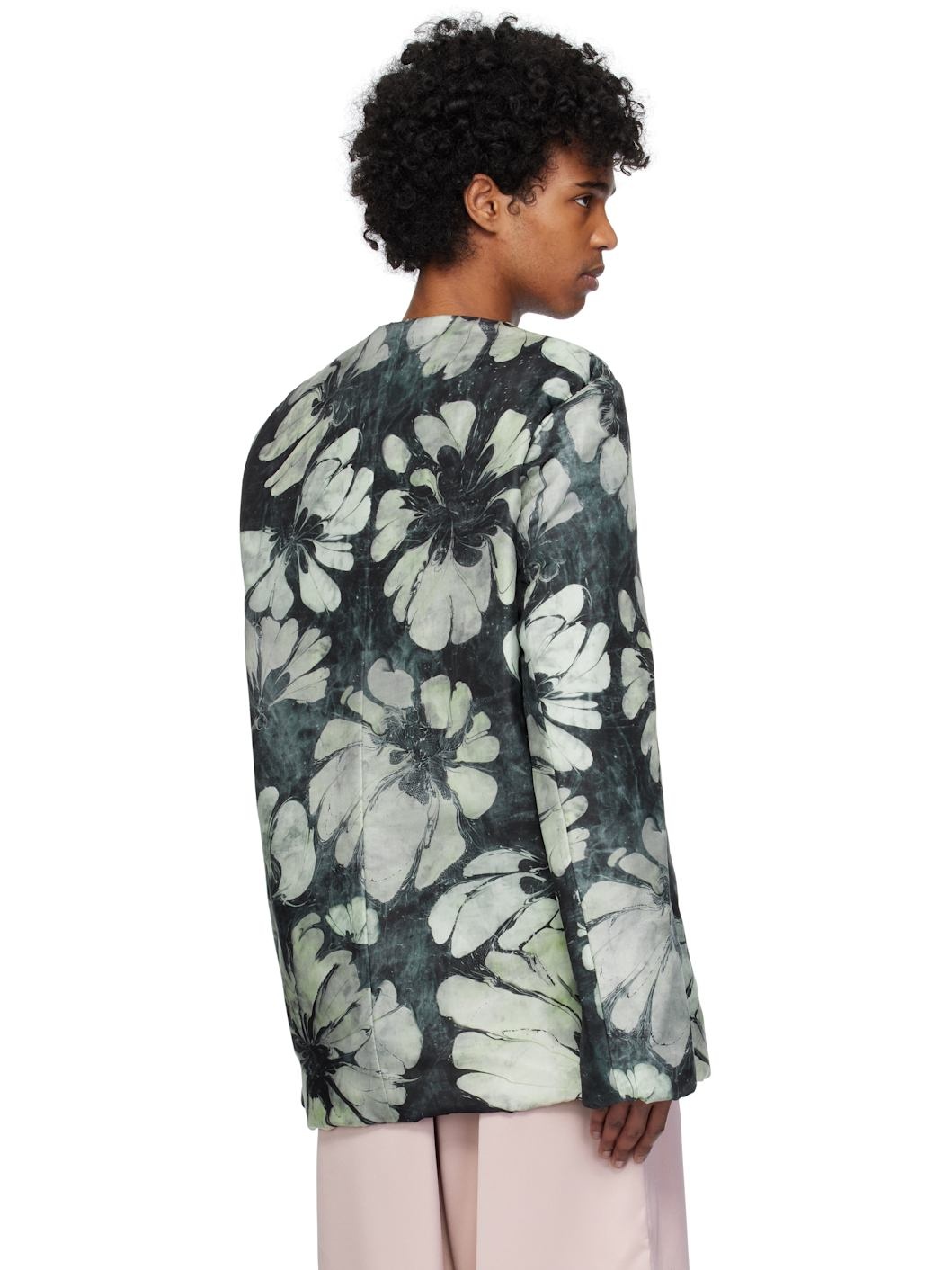 Green & Navy Silk Long Sleeve Top - 3