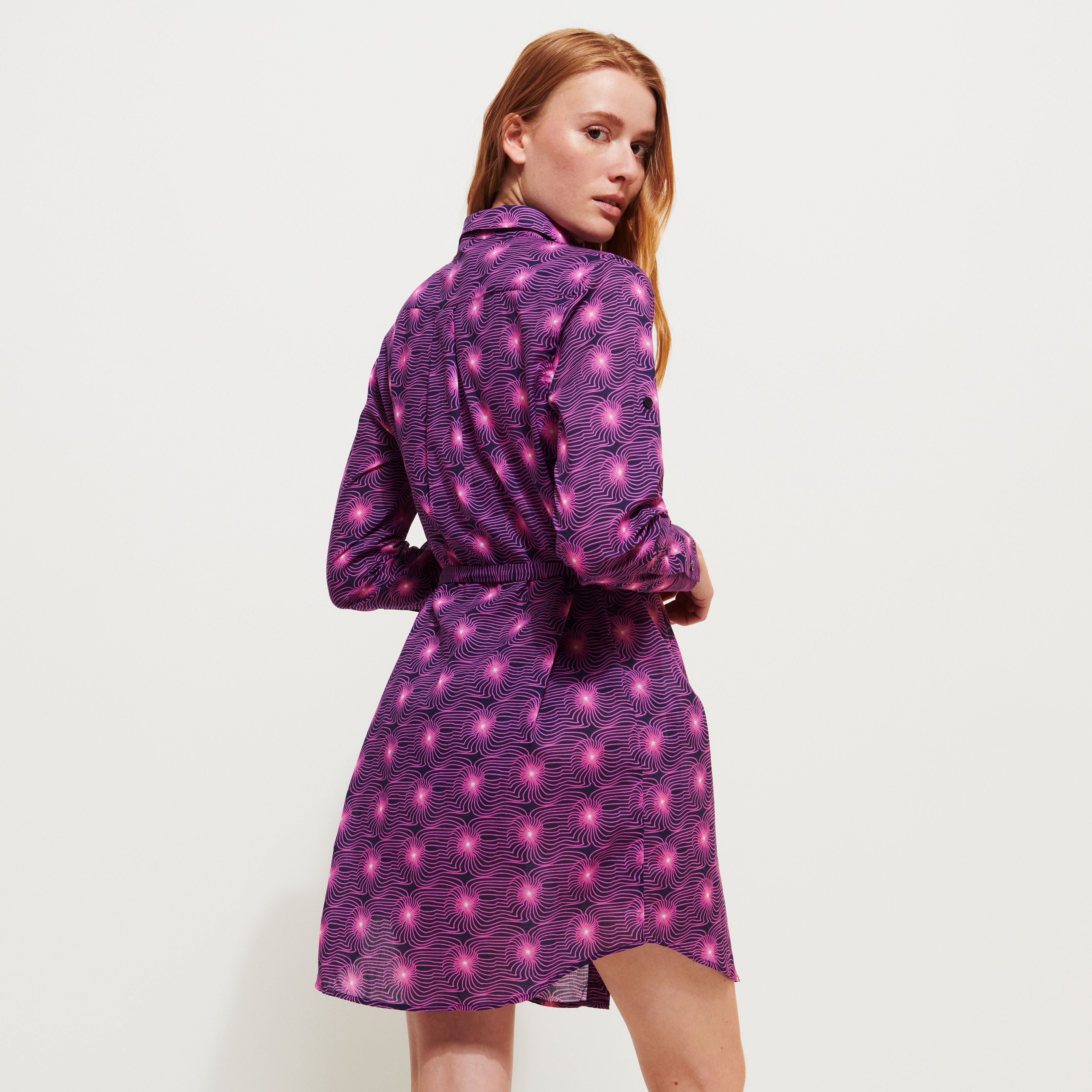 Women Cotton Shirt Dress Hypno Shell - 4